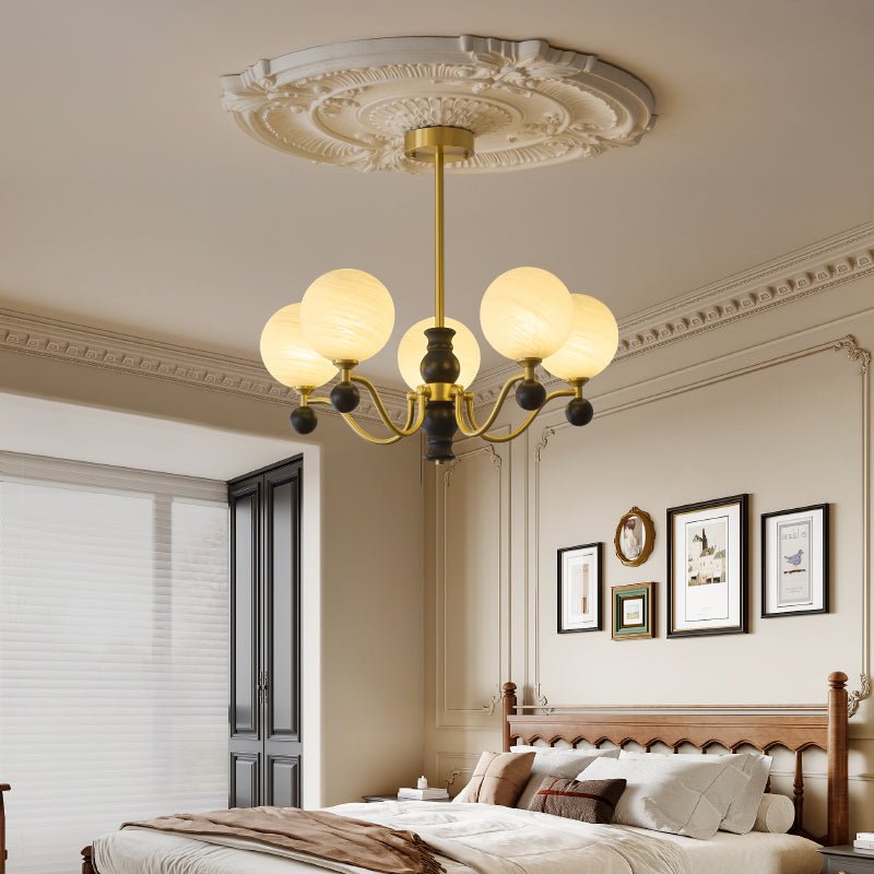 Ershaan Sphere Elegance Vintage Brass Wood Chandelier - Letslighting