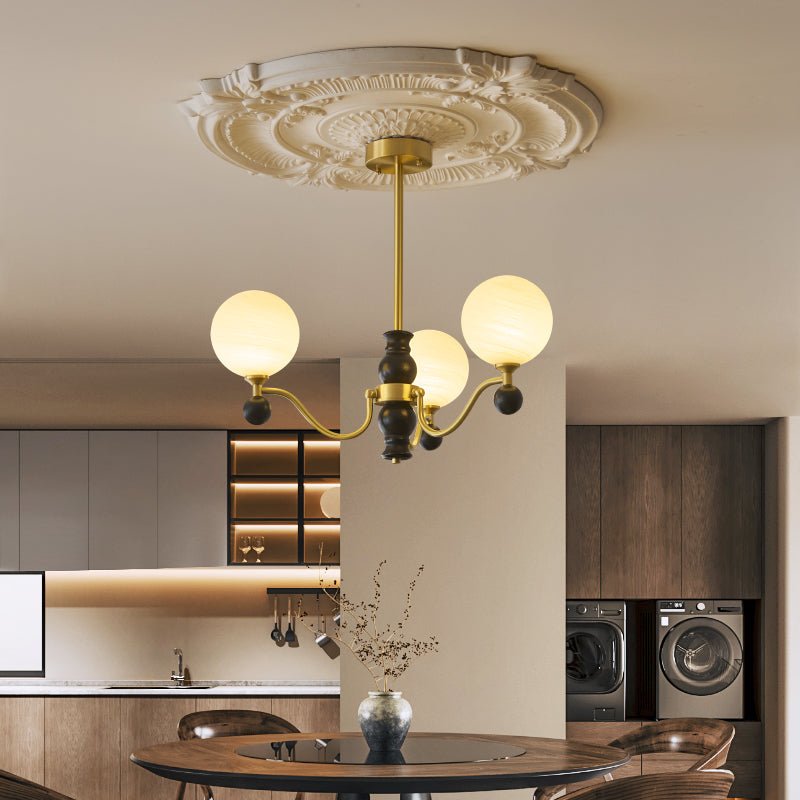 Ershaan Sphere Elegance Vintage Brass Wood Chandelier - Letslighting