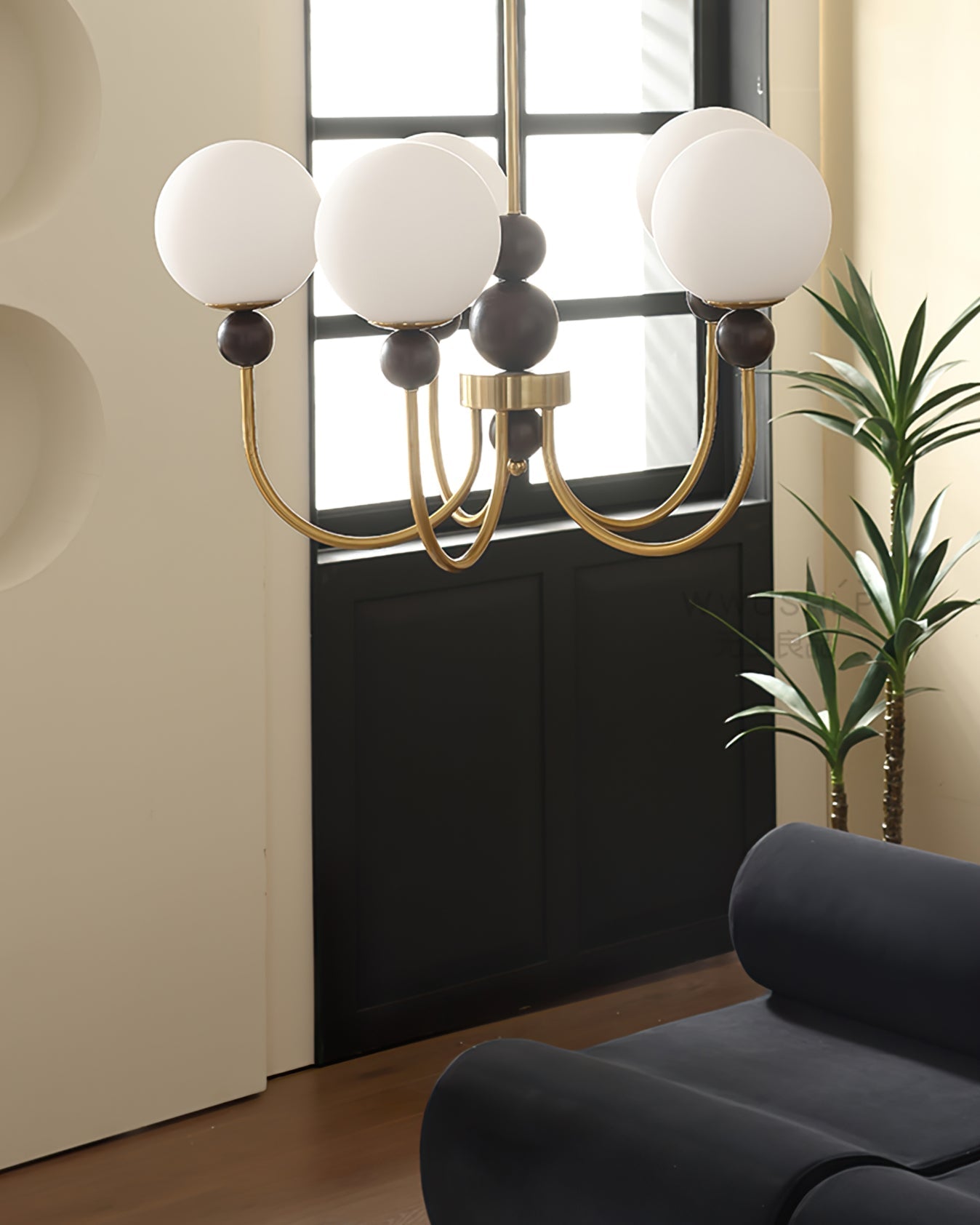 Chandelier Glass Globe Arms Dining Living - Letslighting