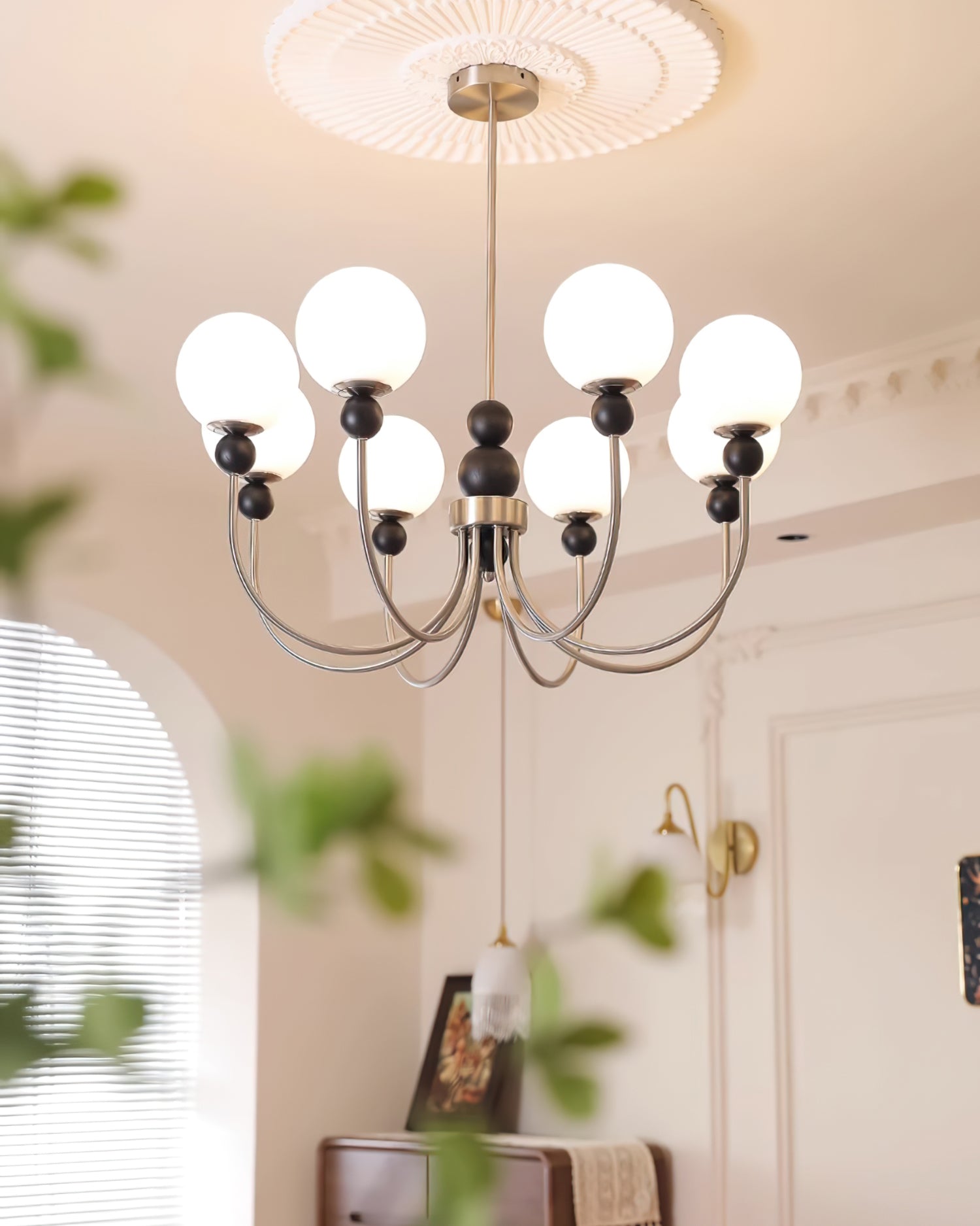 Chandelier Glass Globe Arms Dining Living - Letslighting