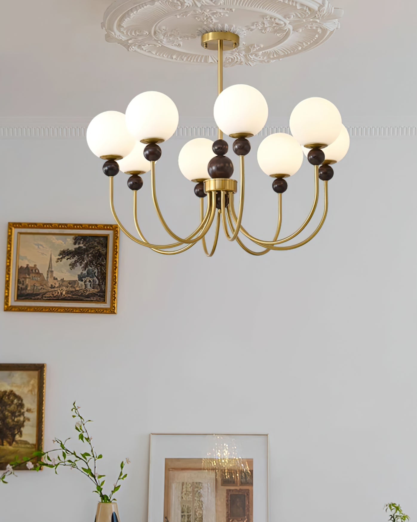 Chandelier Glass Globe Arms Dining Living - Letslighting