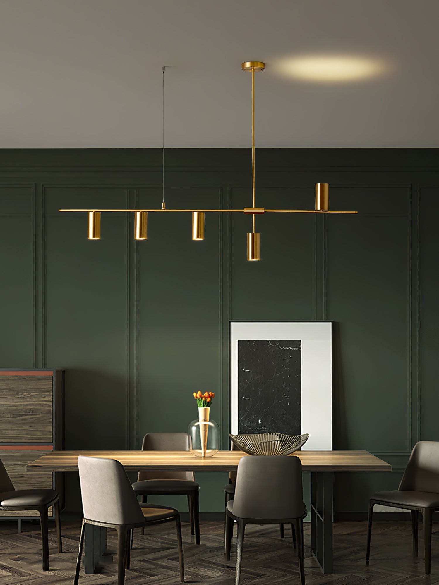Lustra Chandelier Brass Linear Cassandra Elegant - Letslighting