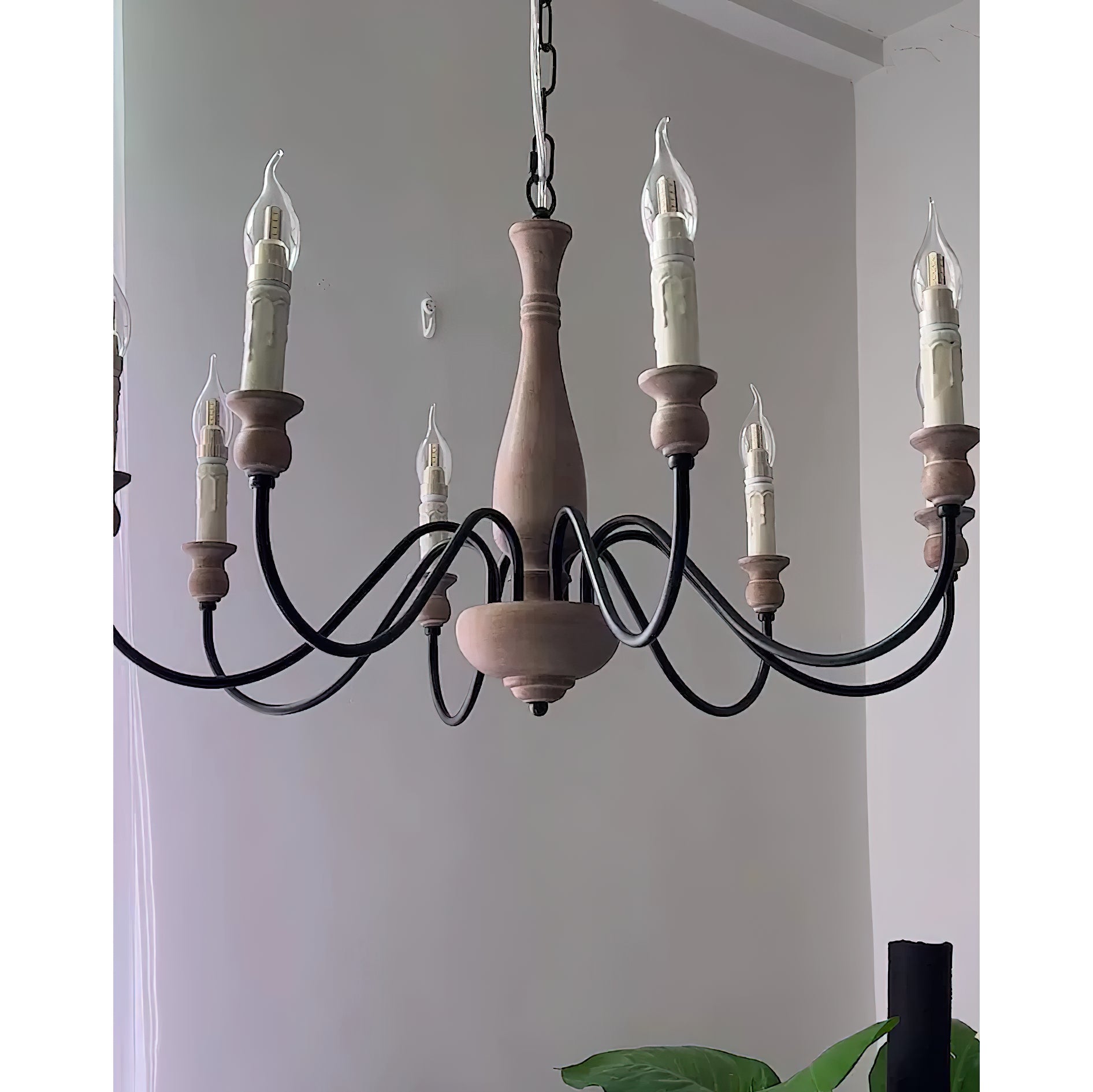 Aella Industrial Wooden Candle-style Chandelier - Letslighting