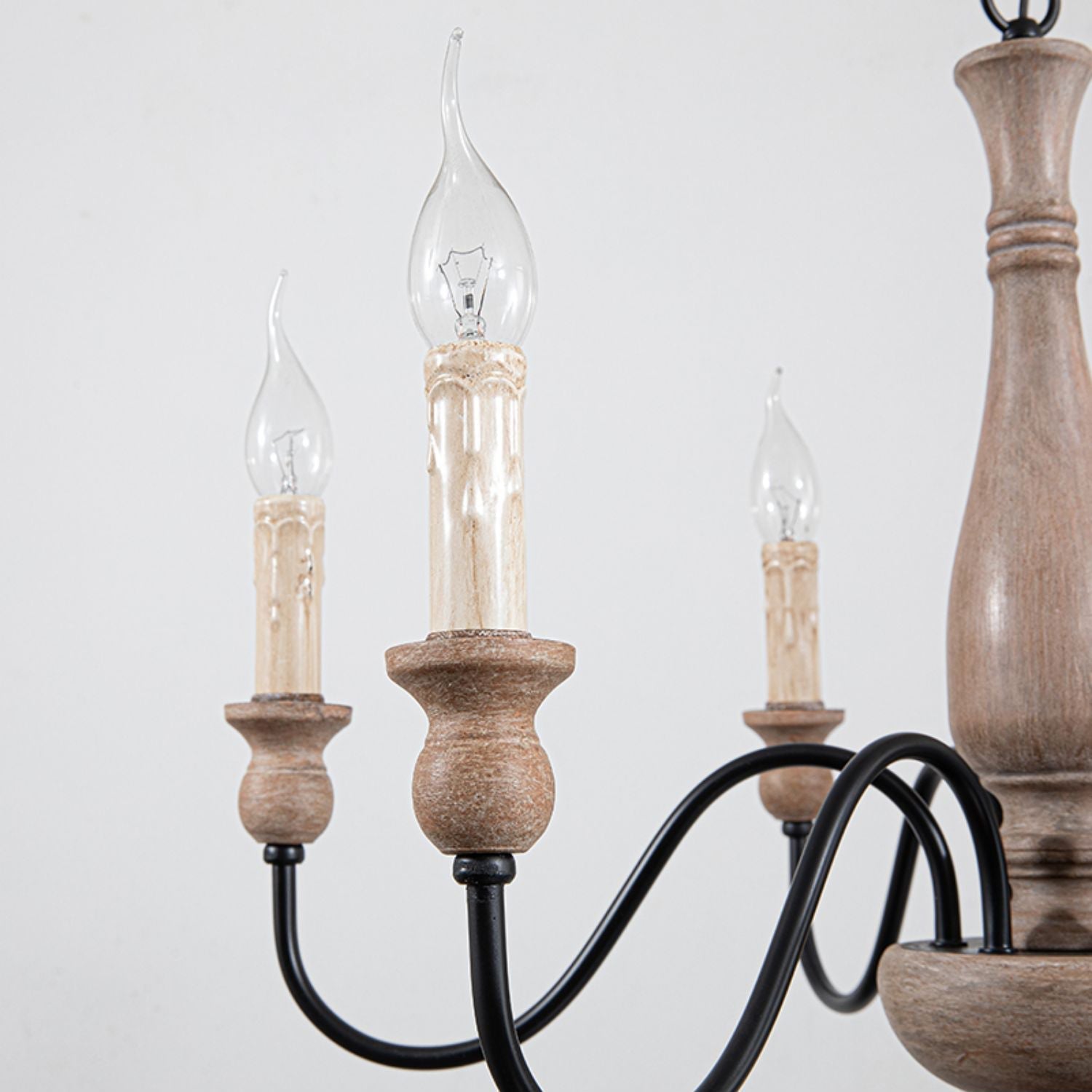 Aella Industrial Wooden Candle-style Chandelier - Letslighting