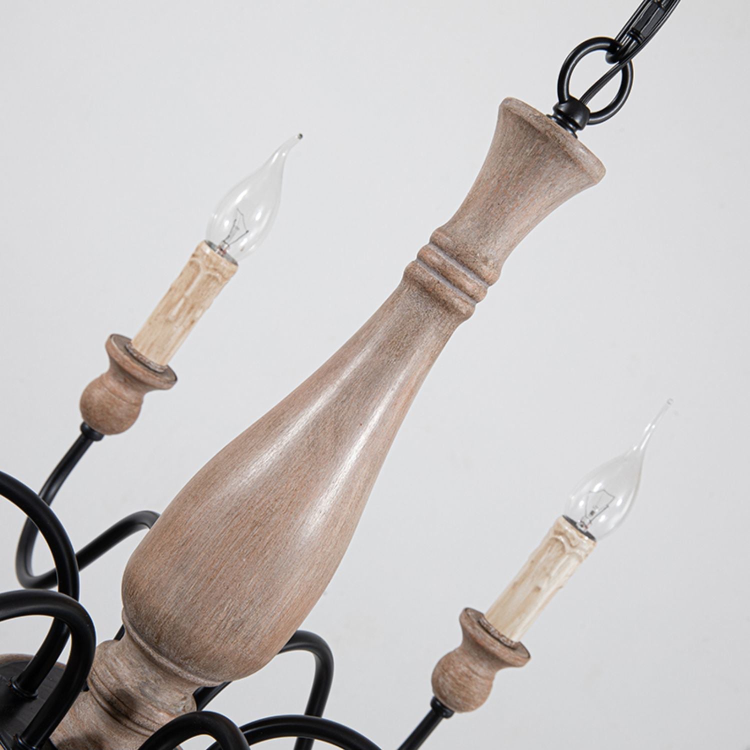 Aella Industrial Wooden Candle-style Chandelier - Letslighting