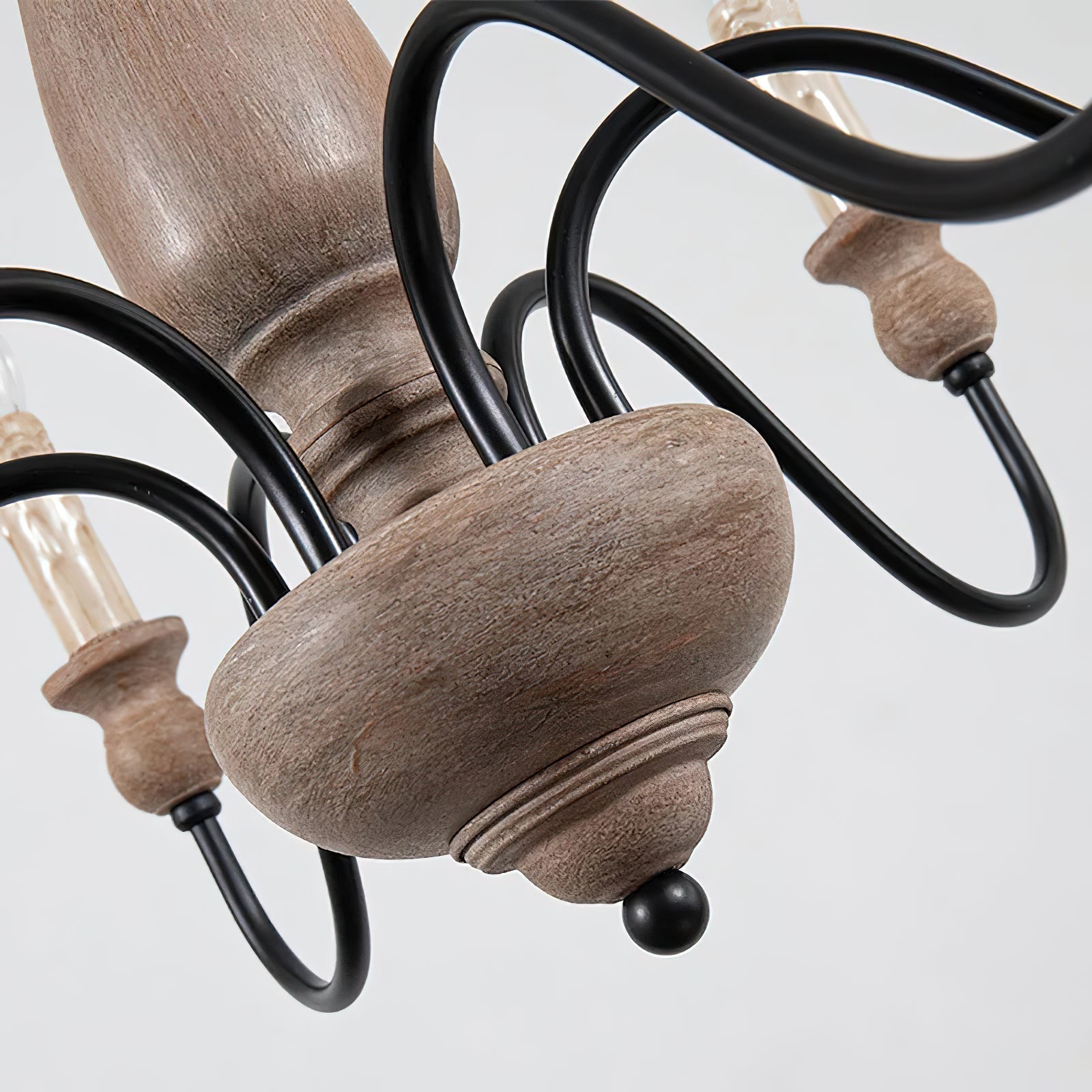Aella Industrial Wooden Candle-style Chandelier - Letslighting