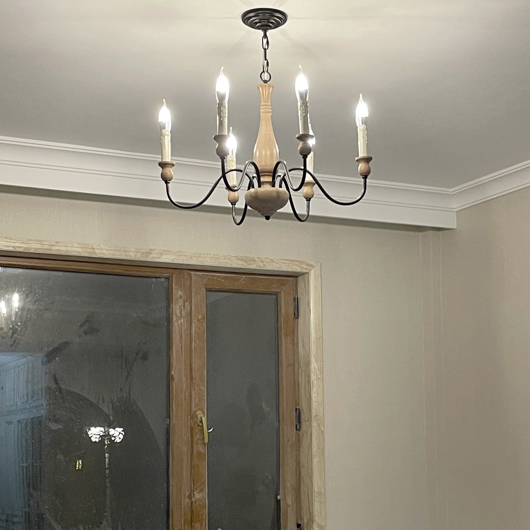 Aella Industrial Wooden Candle-style Chandelier - Letslighting