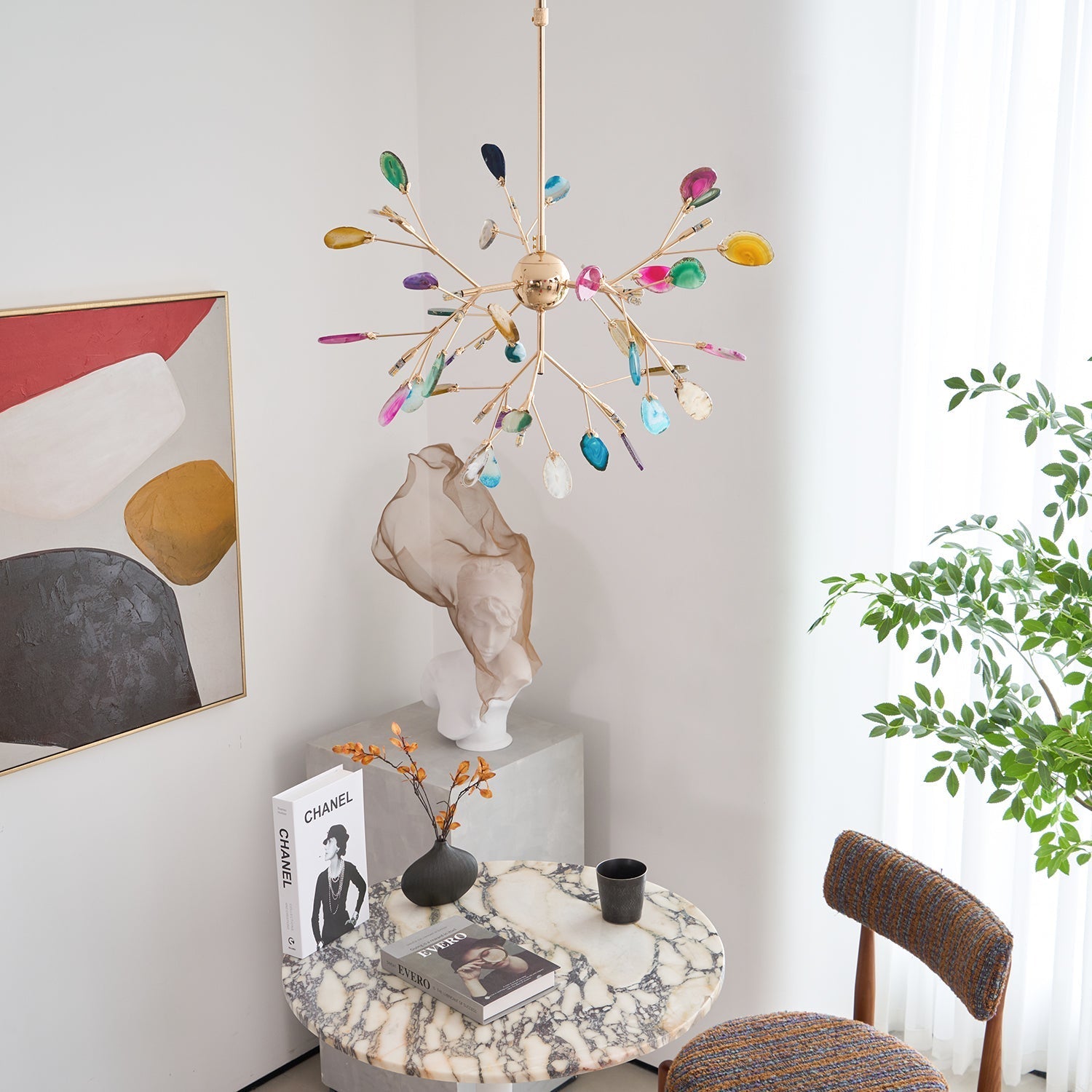 Olivia Agate Colorful Branching Chandelier