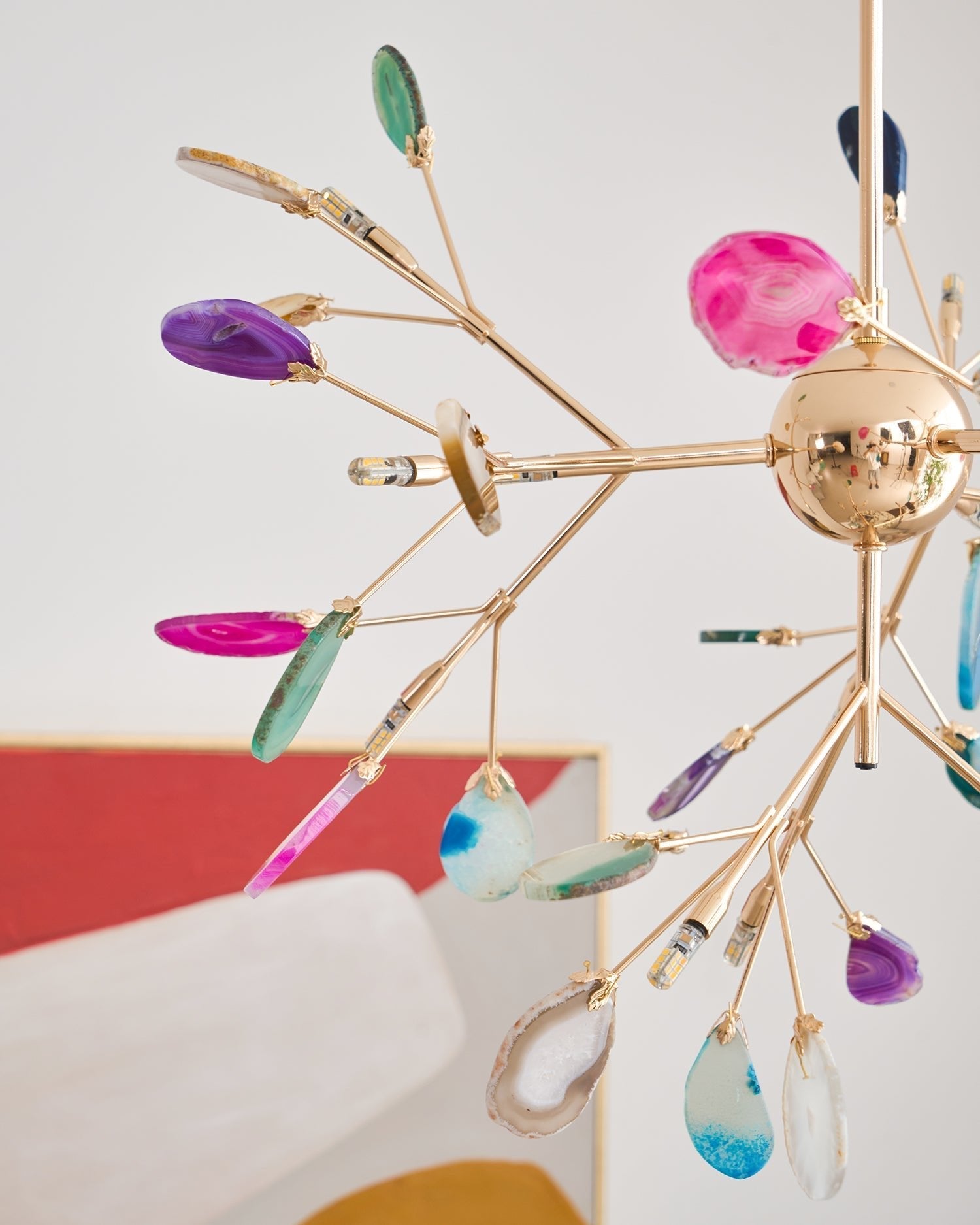 Lustra Chandelier Colorful Leaf Gilded Arms - Letslighting