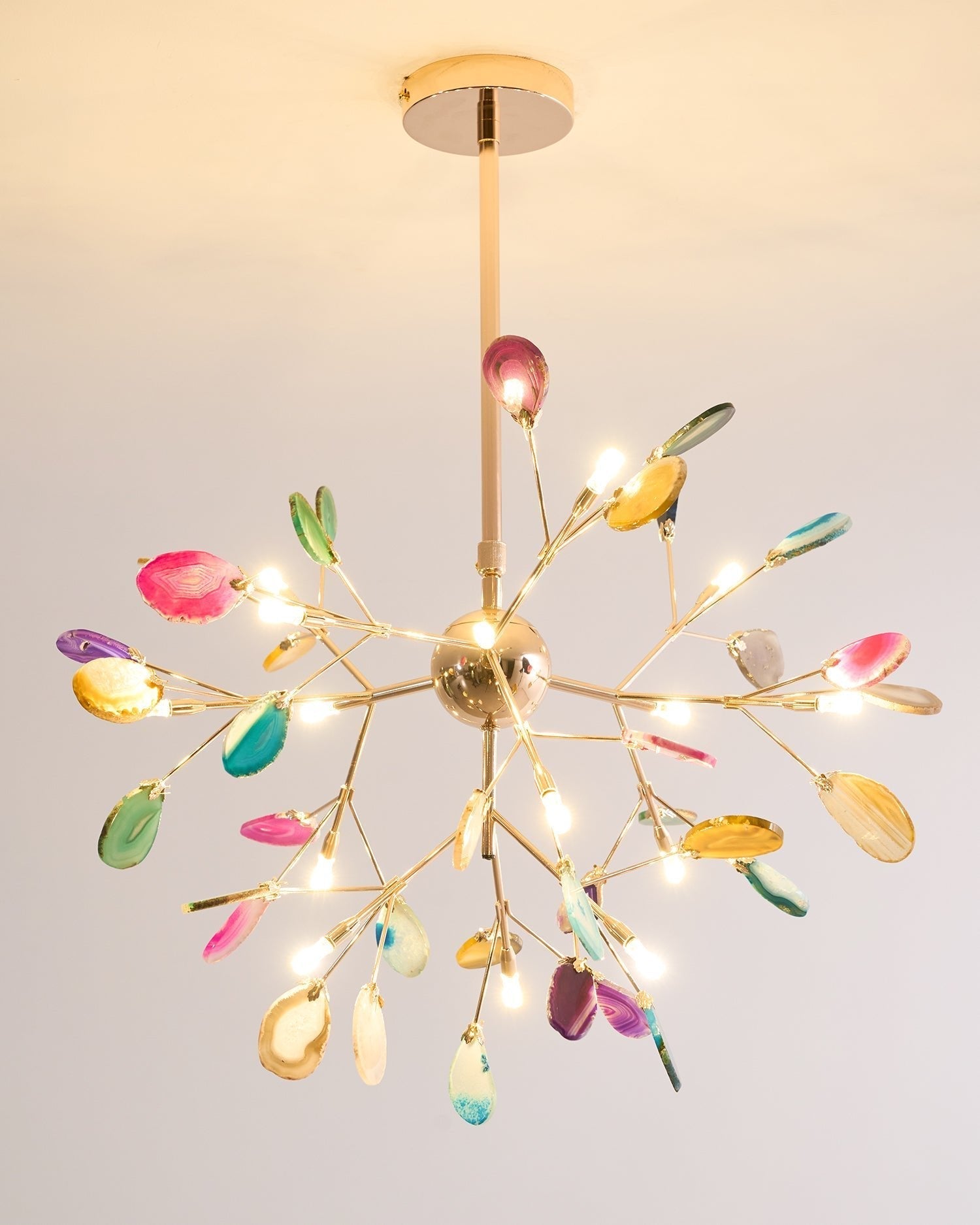 Lustra Chandelier Colorful Leaf Gilded Arms - Letslighting
