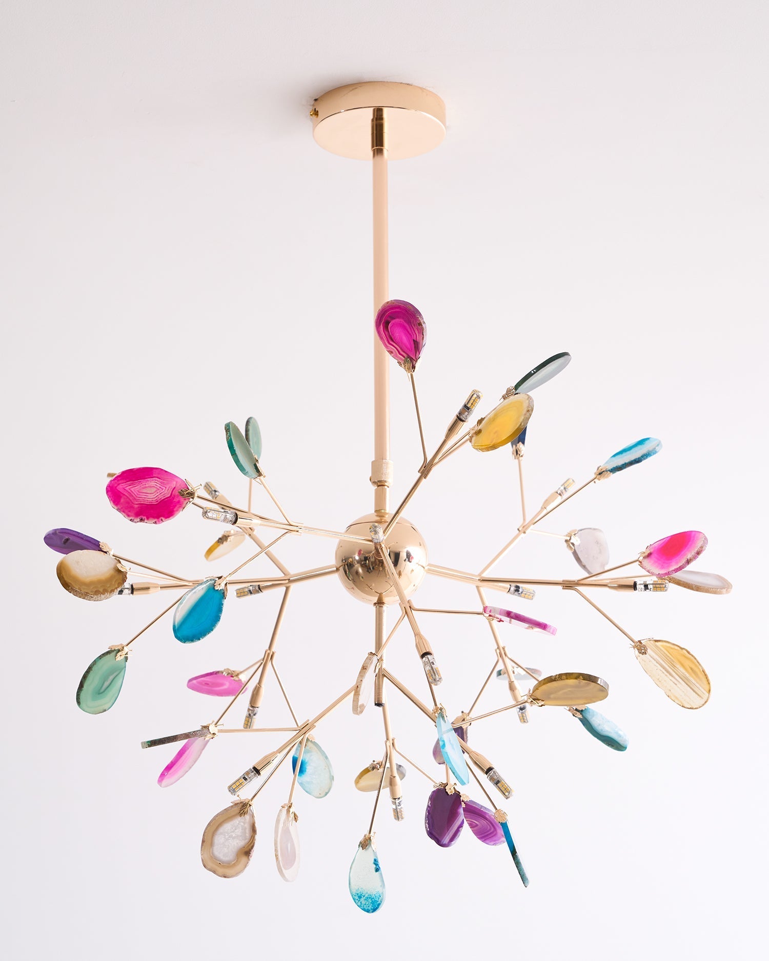 Lustra Chandelier Colorful Leaf Gilded Arms - Letslighting