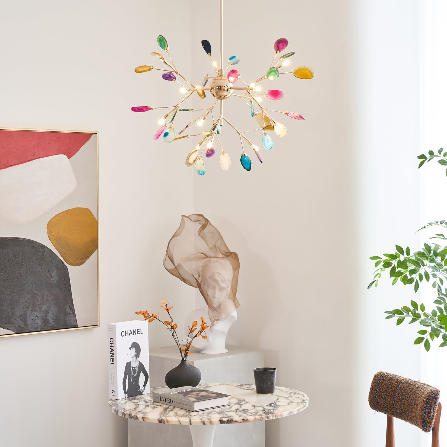 Olivia Agate Colorful Branching Chandelier