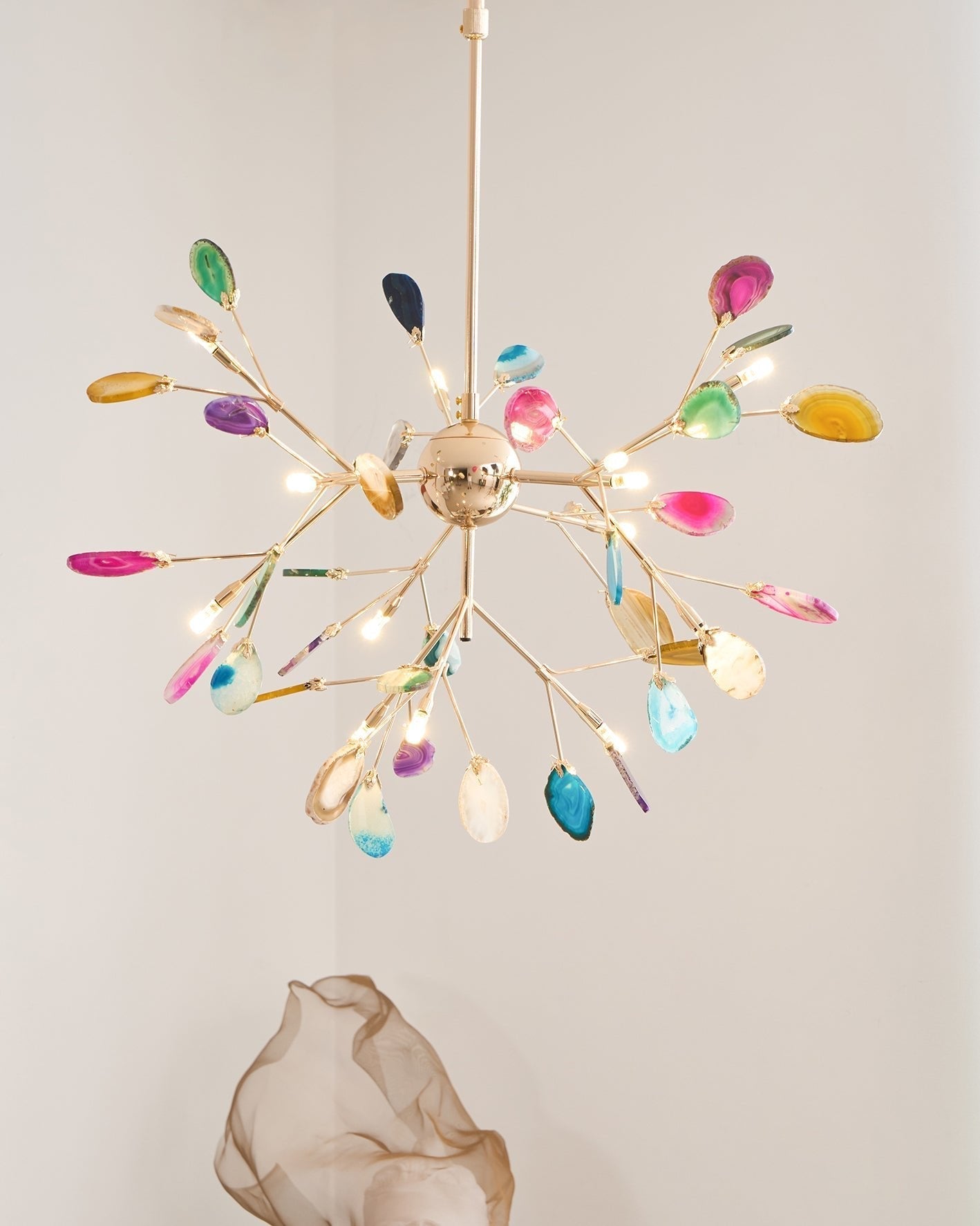 Lustra Chandelier Colorful Leaf Gilded Arms - Letslighting