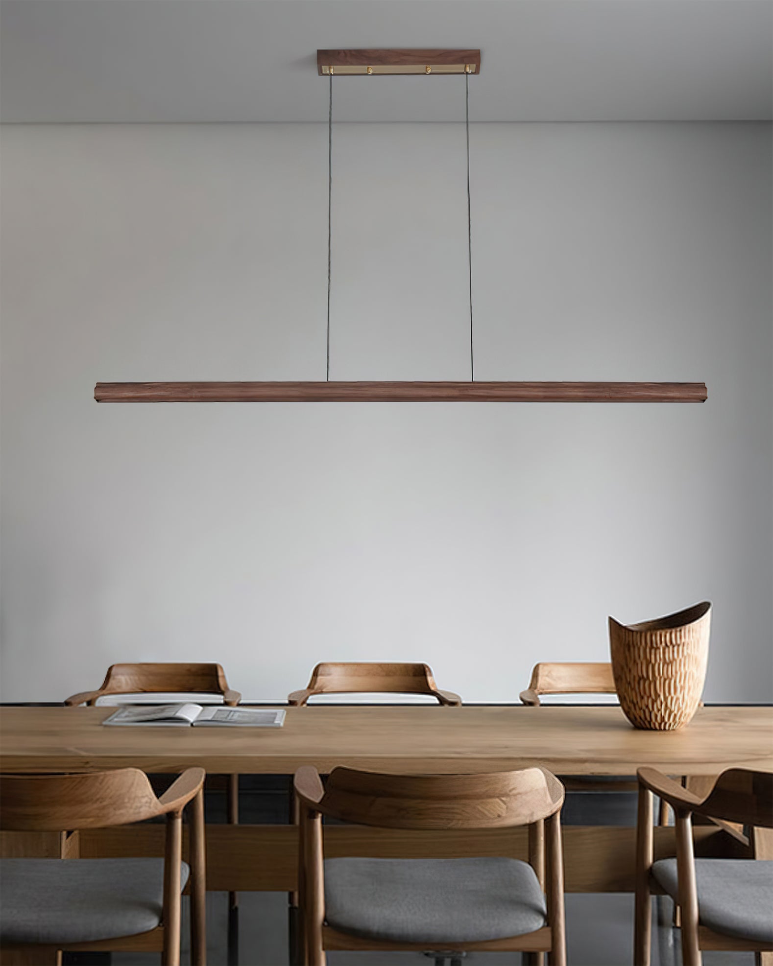 Aimee Cloud Chandelier Wooden Linear Form Minimalist - Letslighting