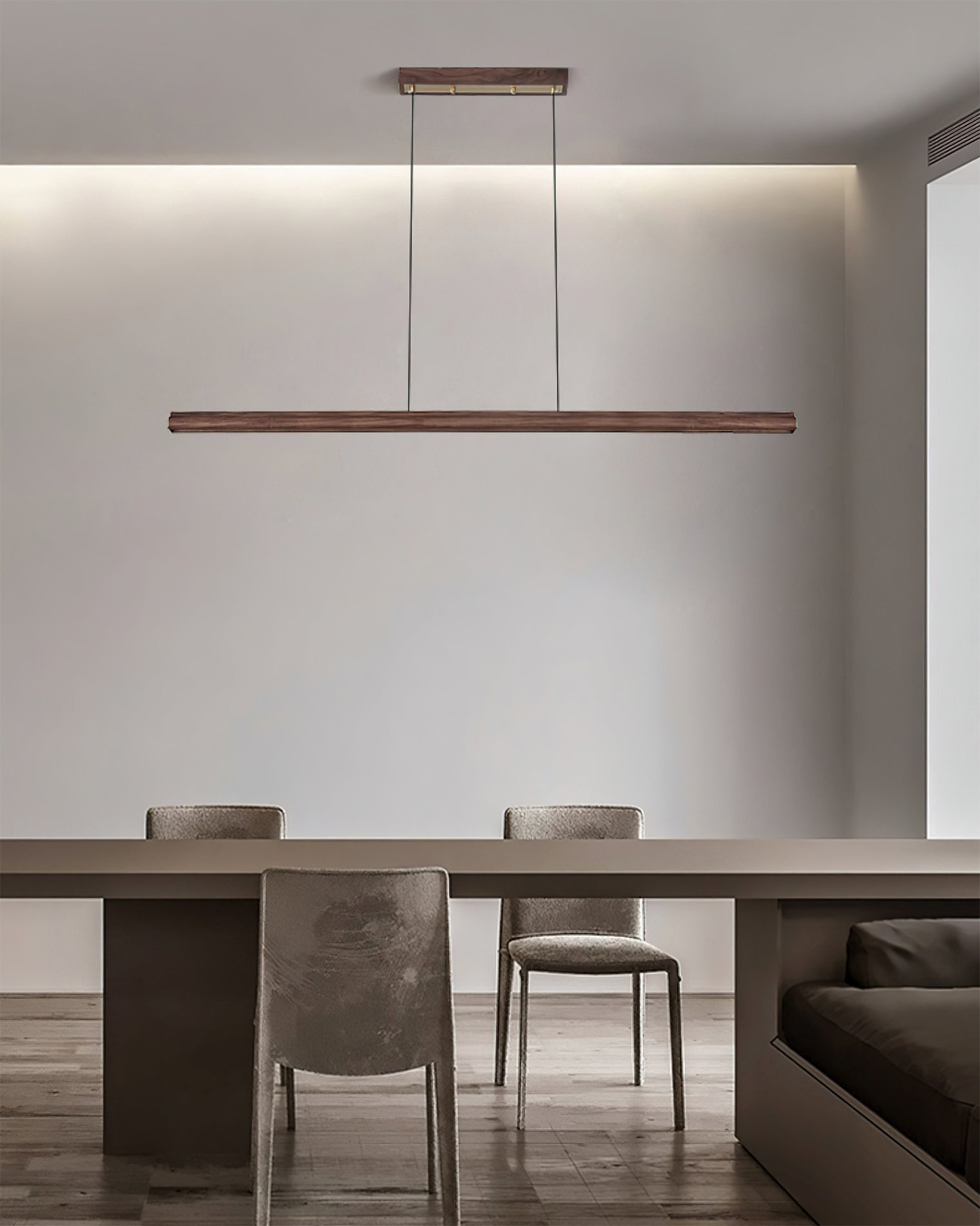 Aimee Cloud Chandelier Wooden Linear Form Minimalist - Letslighting
