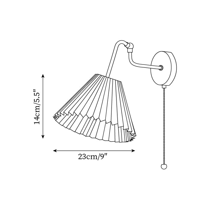Vintage Brass & Walnut Wall Lamp with Pleated Fabric Shade - Letslighting