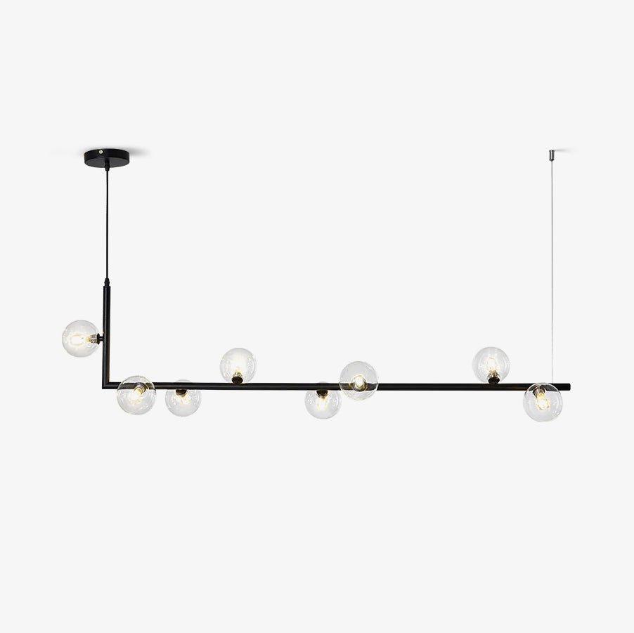 Lustra Chandelier Glass with Black Steel Linear - Letslighting