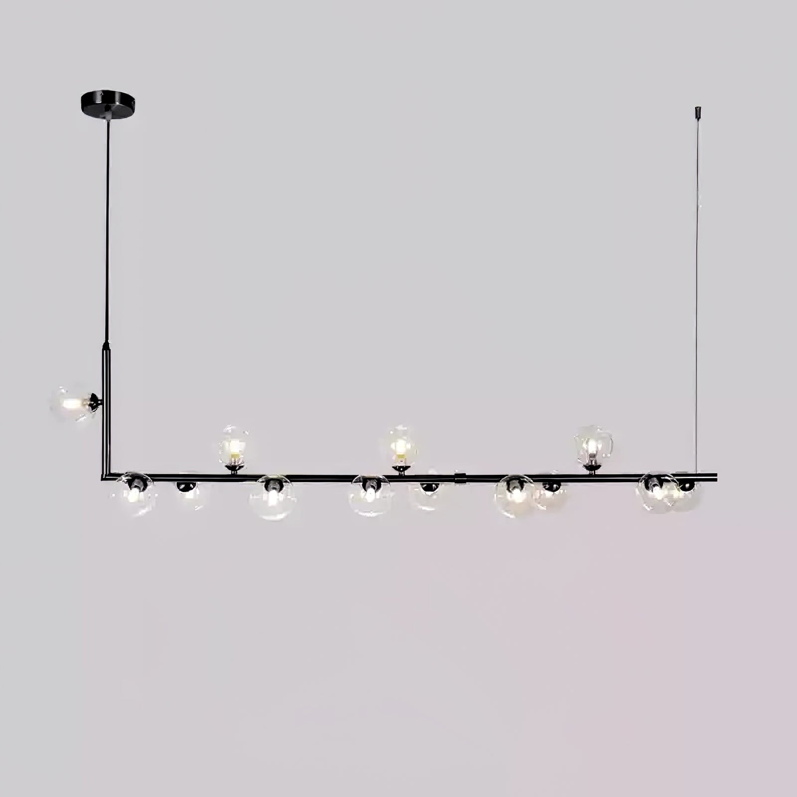 Lustra Chandelier Glass with Black Steel Linear - Letslighting