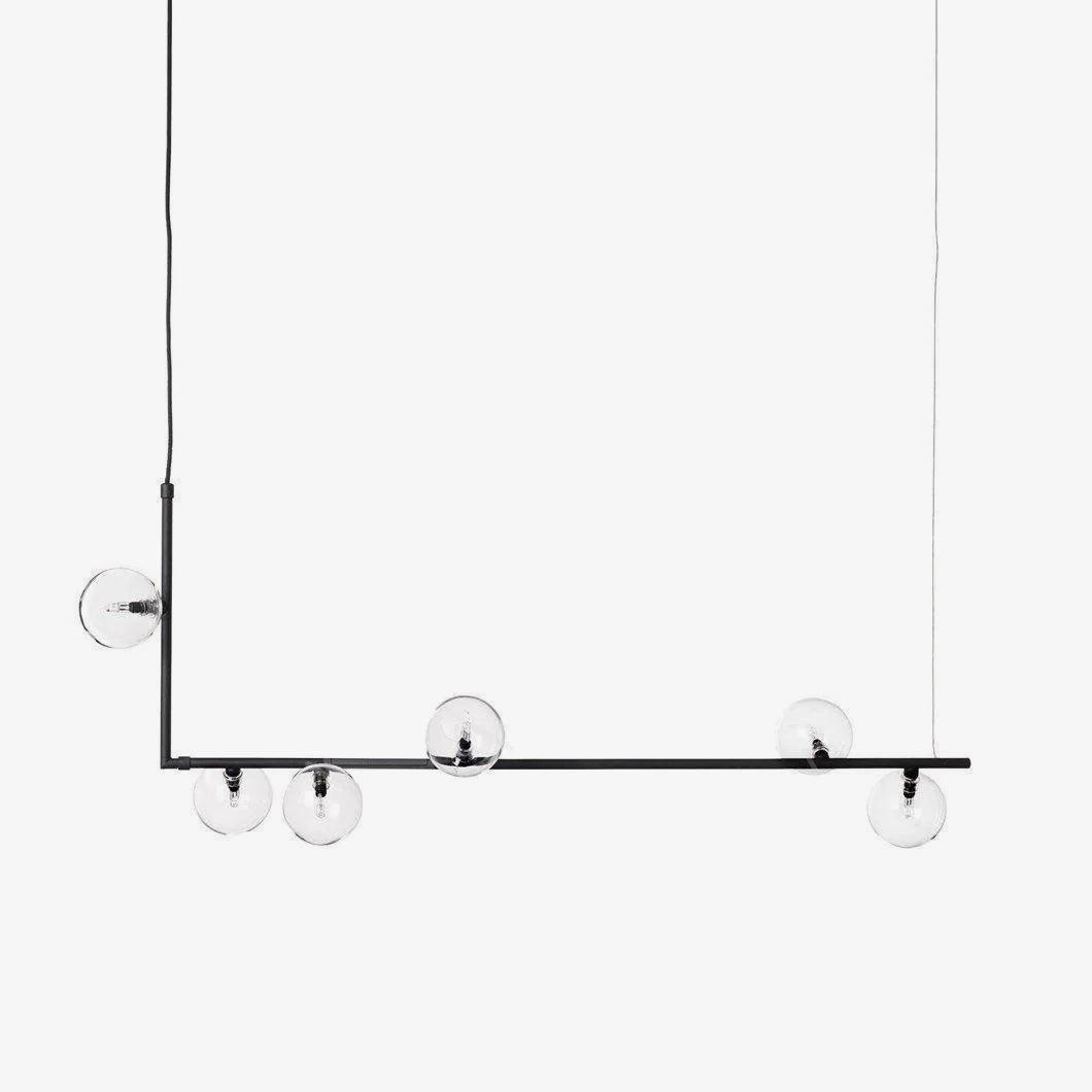 Lustra Chandelier Glass with Black Steel Linear - Letslighting