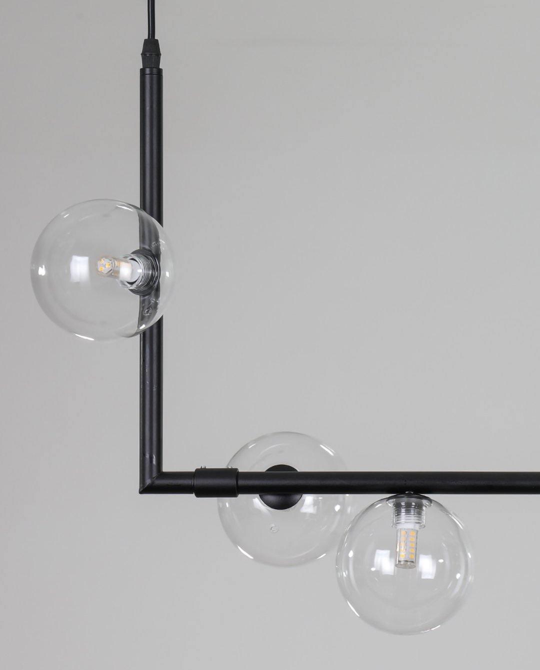 Lustra Chandelier Glass with Black Steel Linear - Letslighting