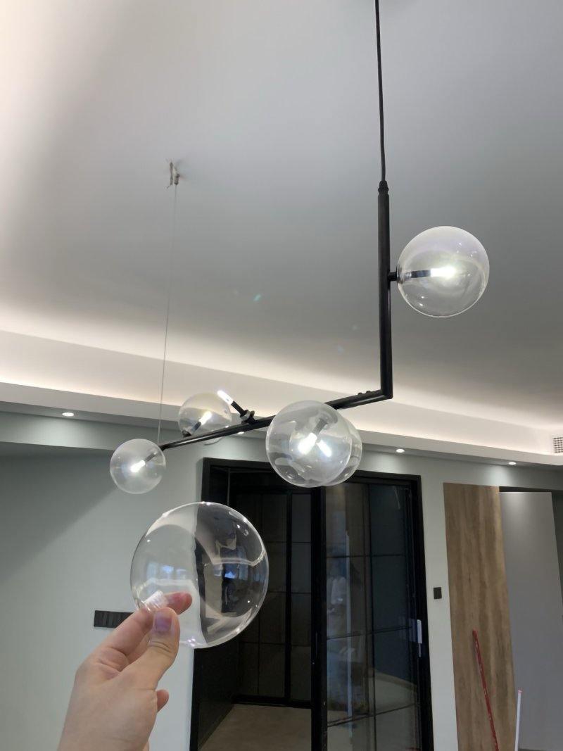 Lustra Chandelier Glass with Black Steel Linear - Letslighting