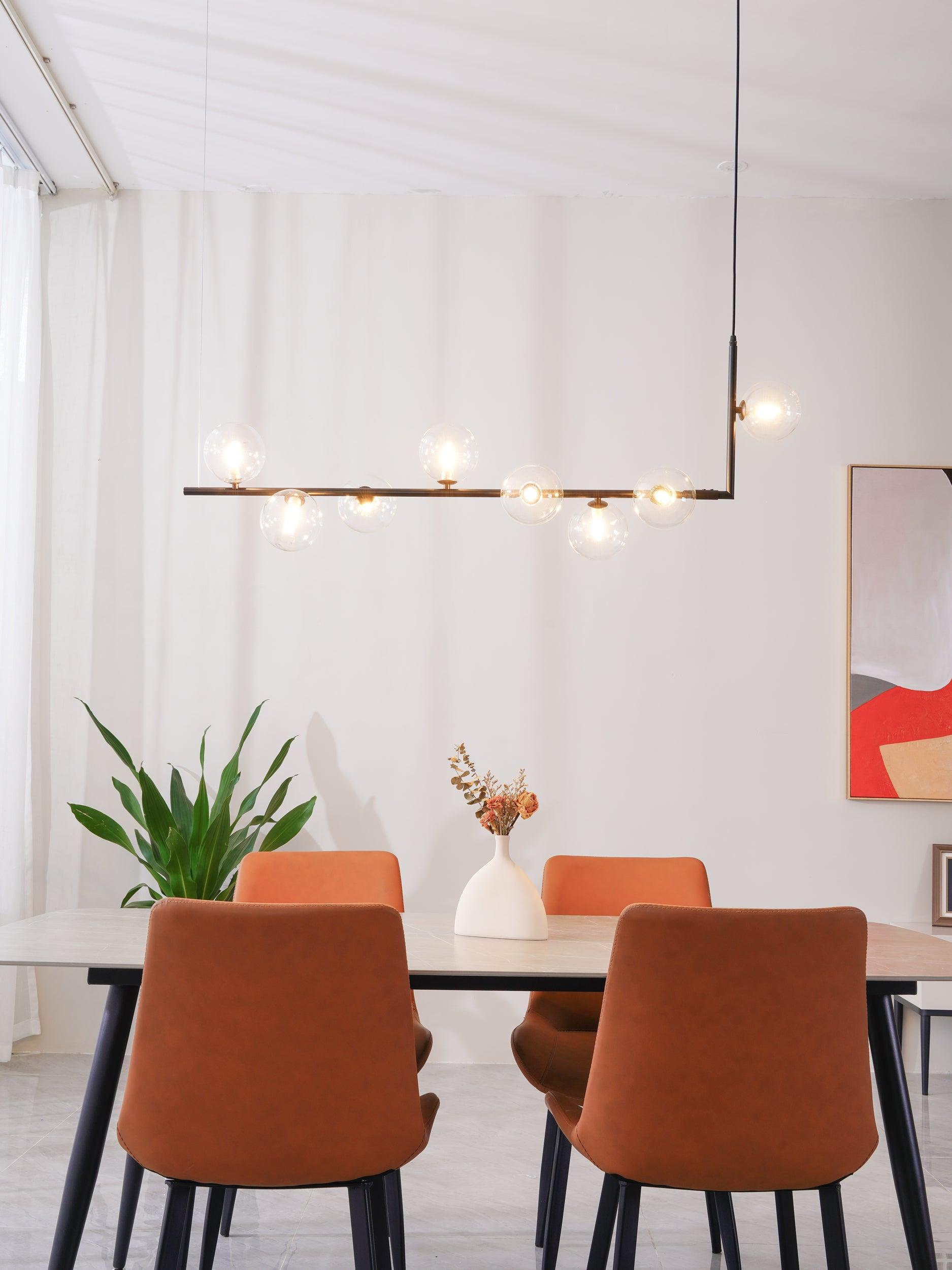 Lustra Chandelier Glass with Black Steel Linear - Letslighting