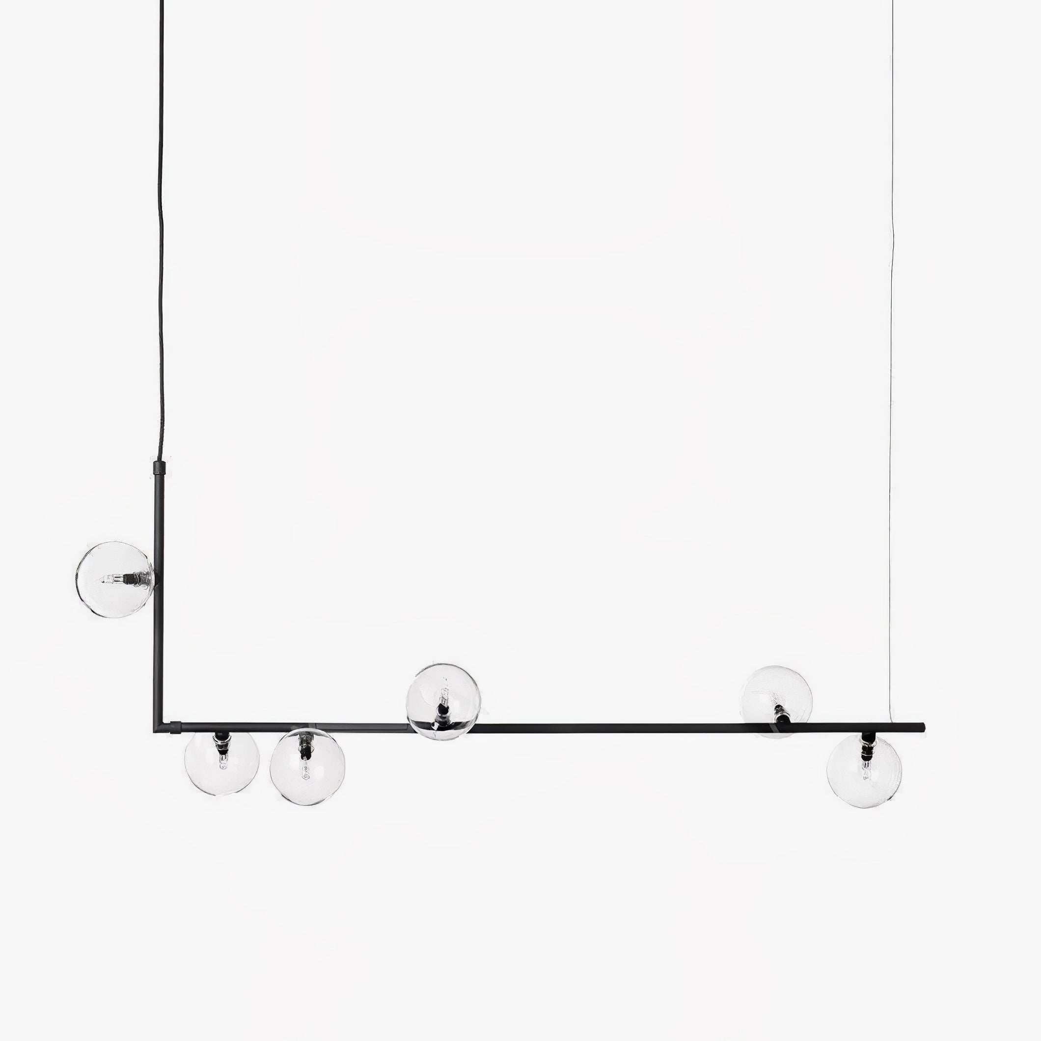 Lustra Chandelier Glass with Black Steel Linear - Letslighting