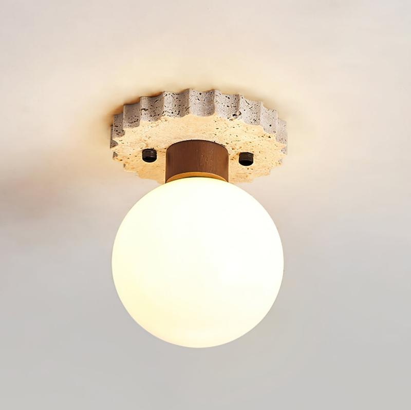 Neptune Travertine Globe Ceiling Light - Letslighting