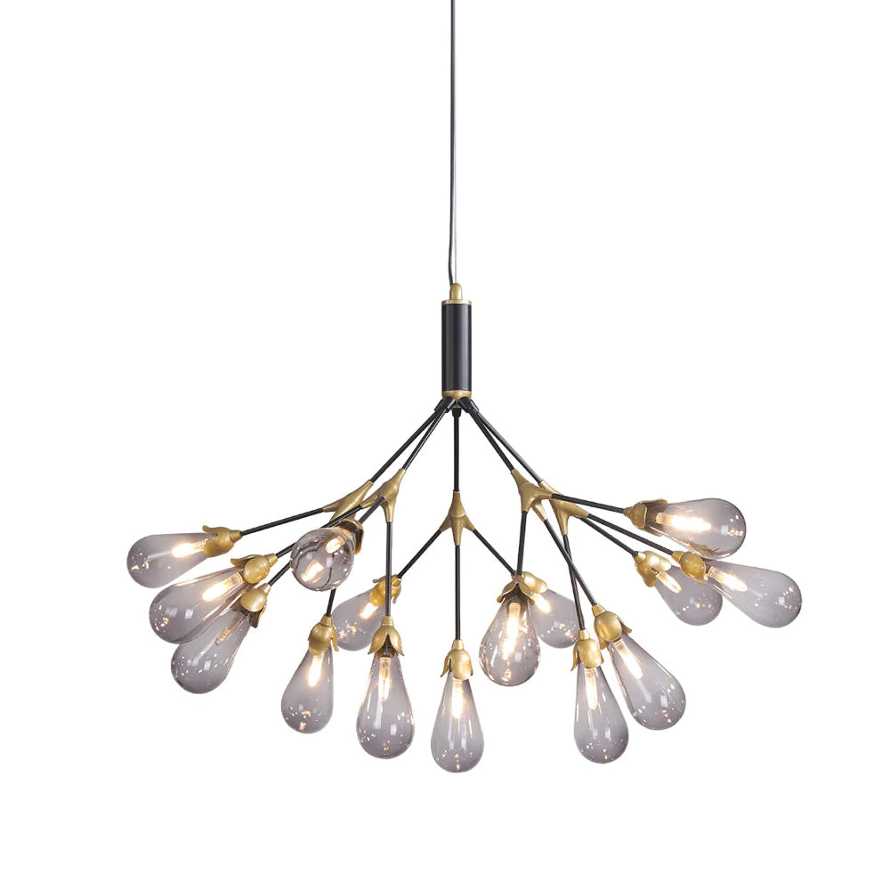 Aiwen Chandelier Branching Form With Smoke Glass Shades - Letslighting