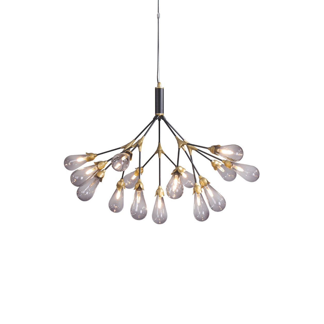 Aiwen Chandelier Branching Form With Smoke Glass Shades - Letslighting
