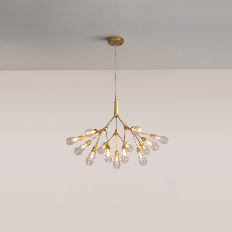 Aiwen Chandelier Branching Form With Smoke Glass Shades - Letslighting