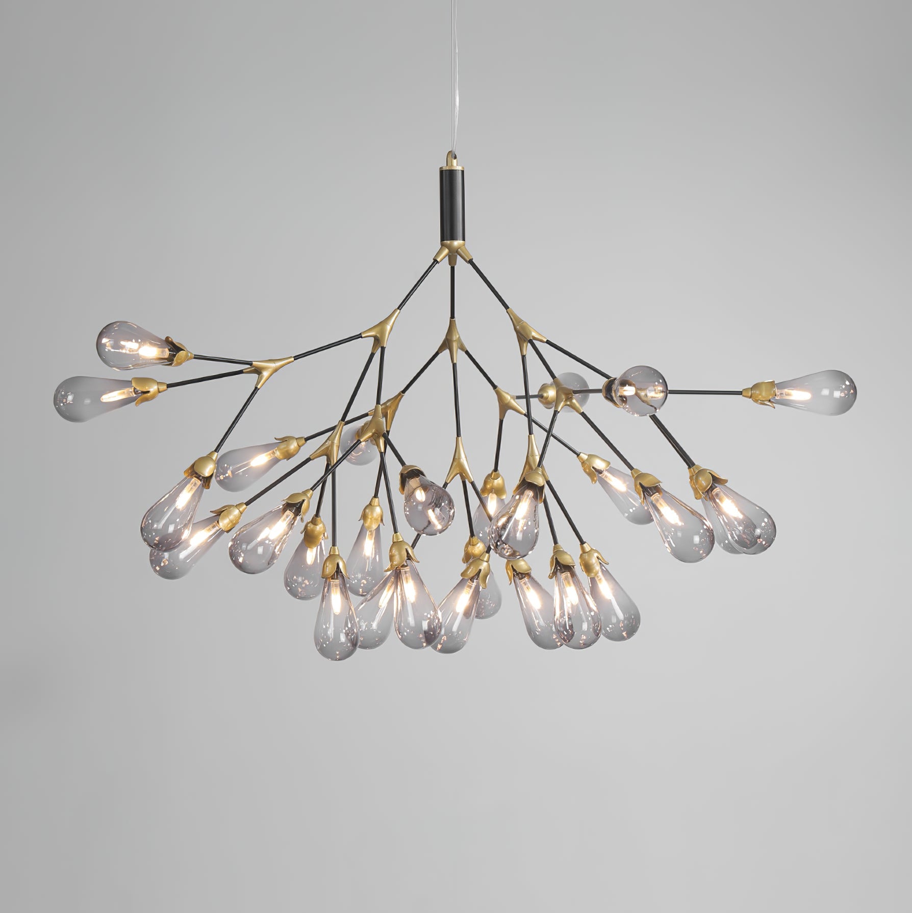 Aiwen Chandelier Branching Form With Smoke Glass Shades - Letslighting