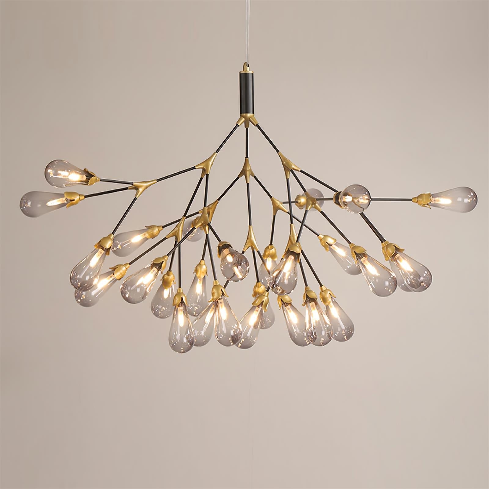 Aiwen Chandelier Branching Form With Smoke Glass Shades - Letslighting
