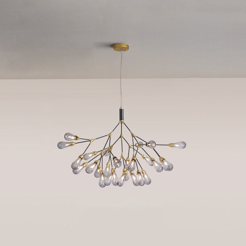 Aiwen Chandelier Branching Form With Smoke Glass Shades - Letslighting