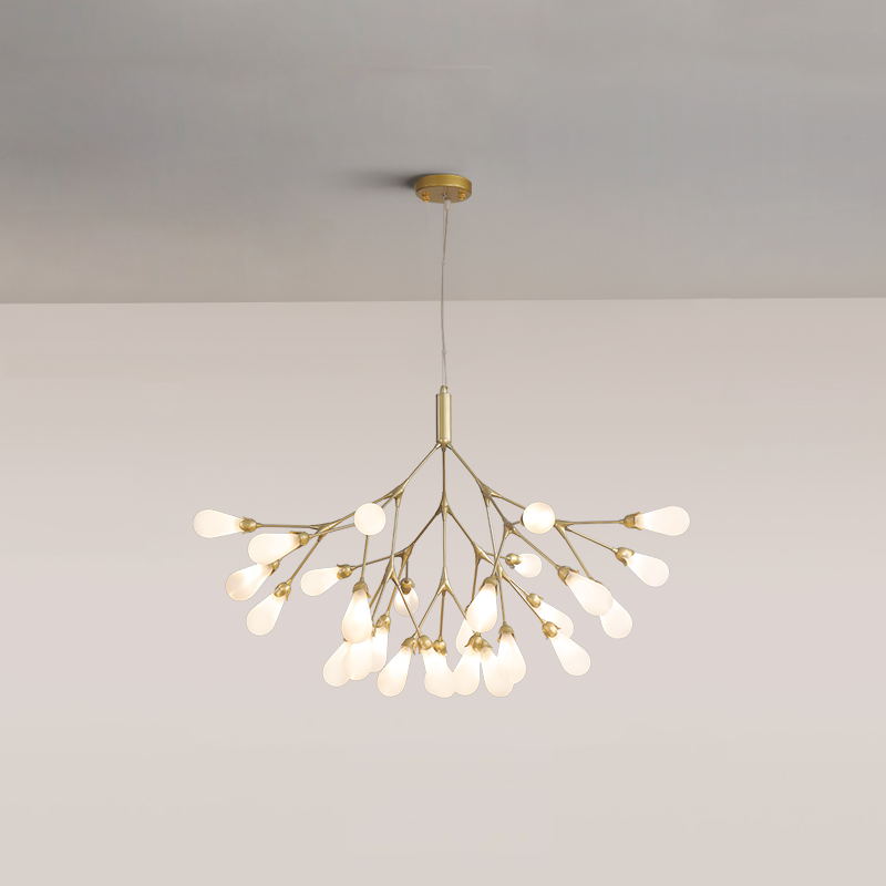 Aiwen Chandelier Branching Form With Smoke Glass Shades - Letslighting