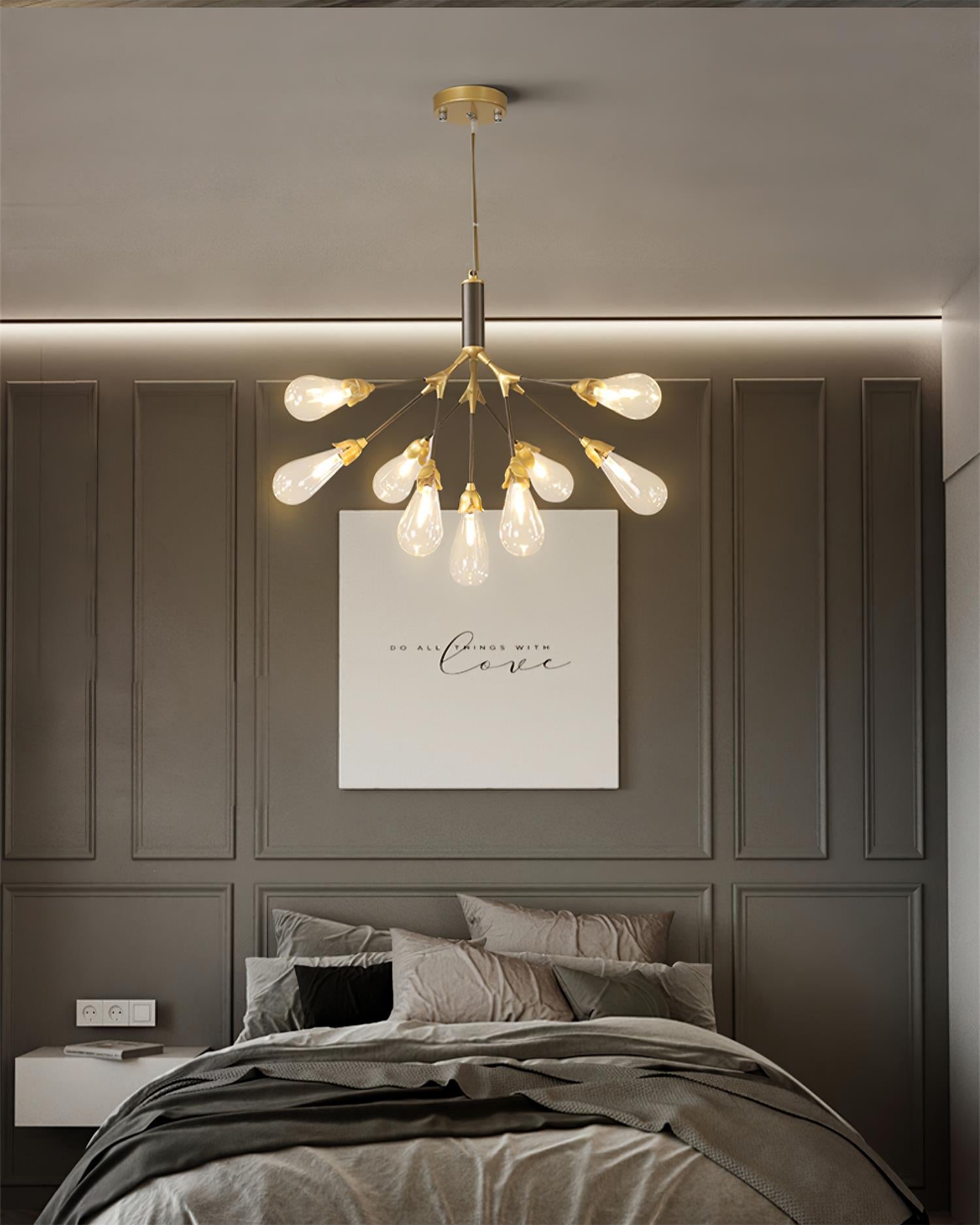 Aiwen Chandelier Branching Form With Smoke Glass Shades - Letslighting