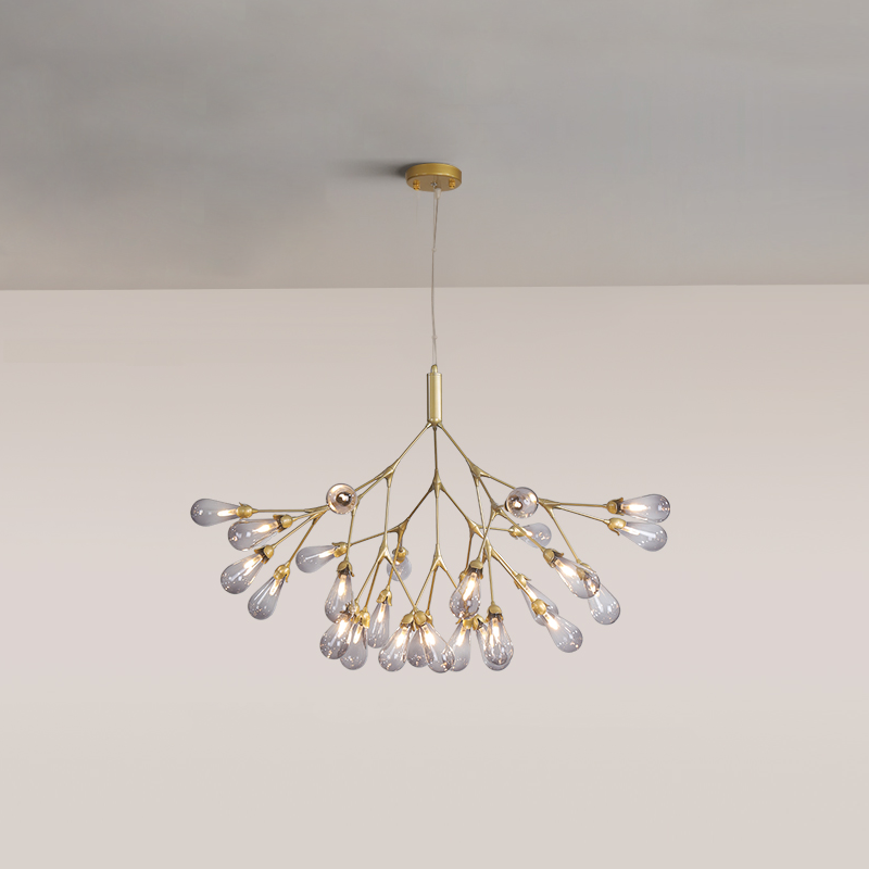 Aiwen Chandelier Branching Form With Smoke Glass Shades - Letslighting