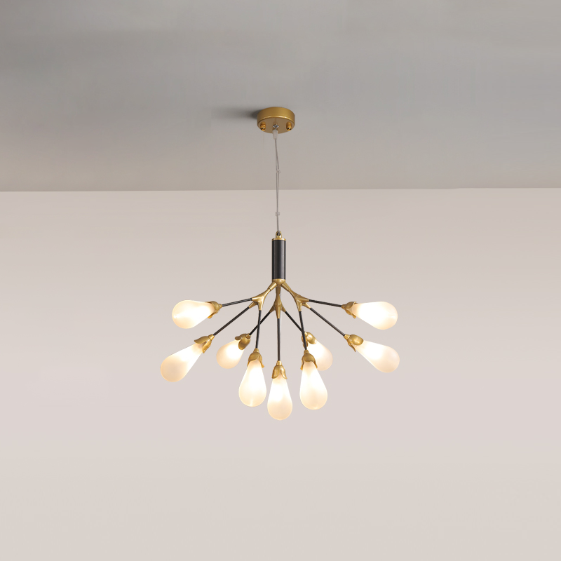 Aiwen Chandelier Branching Form With Smoke Glass Shades - Letslighting