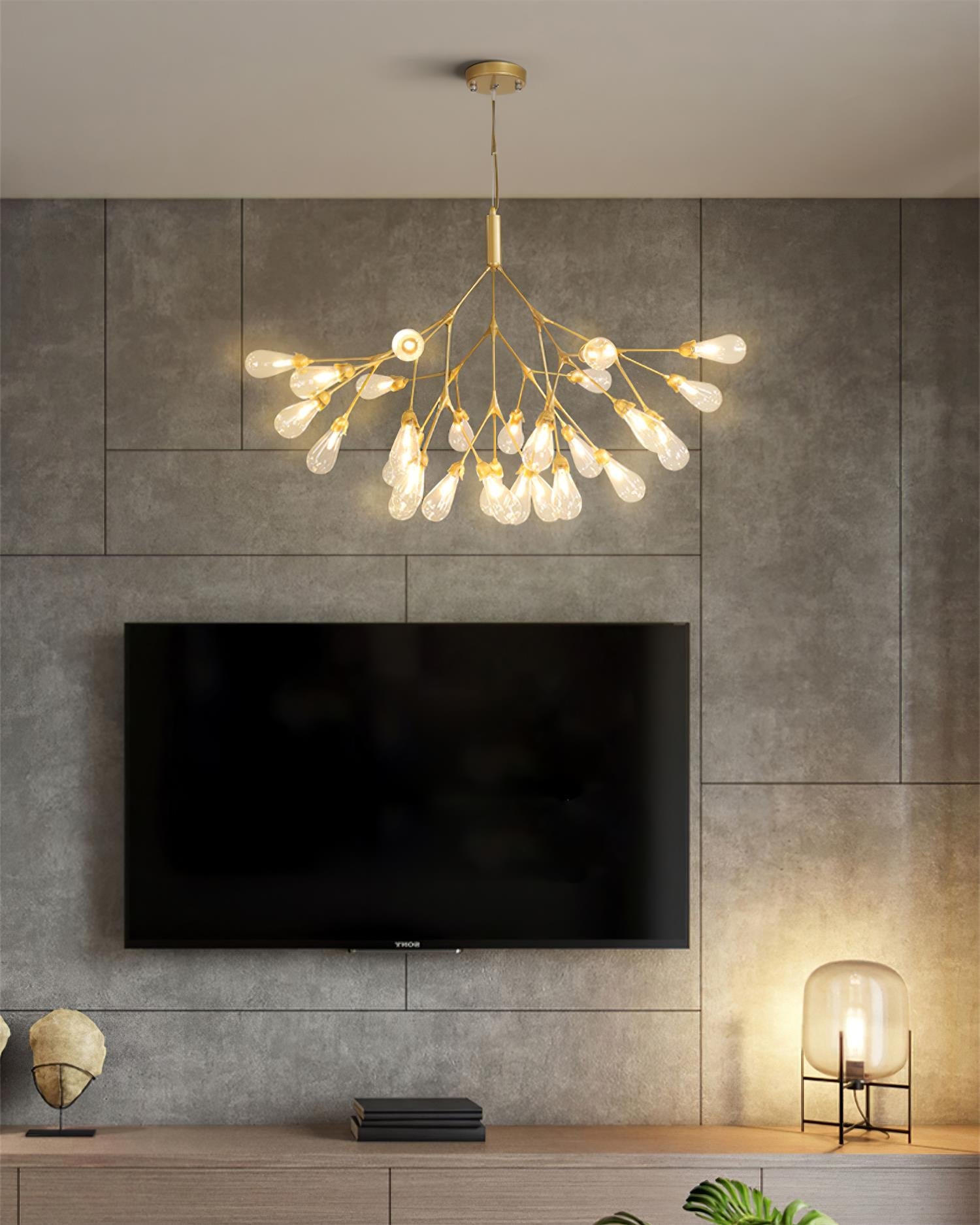 Aiwen Chandelier Branching Form With Smoke Glass Shades - Letslighting