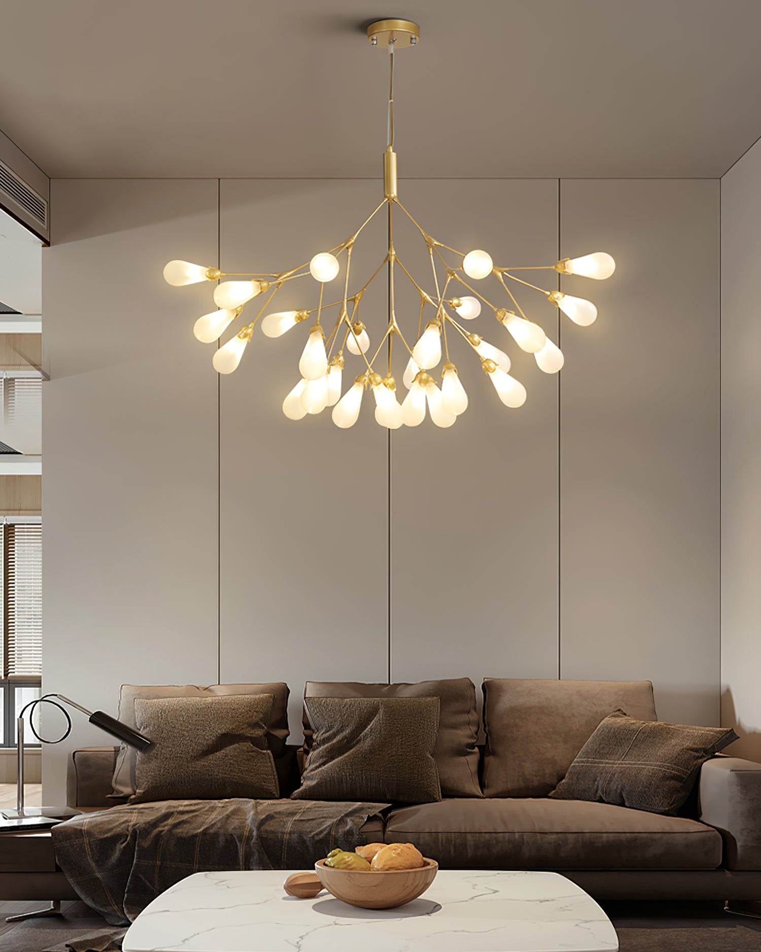 Aiwen Chandelier Branching Form With Smoke Glass Shades - Letslighting