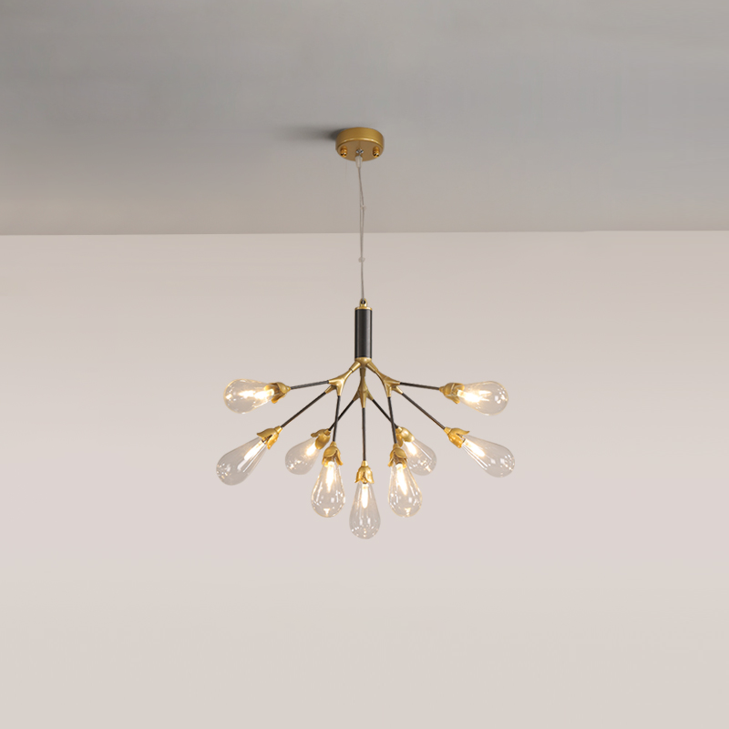 Aiwen Chandelier Branching Form With Smoke Glass Shades - Letslighting