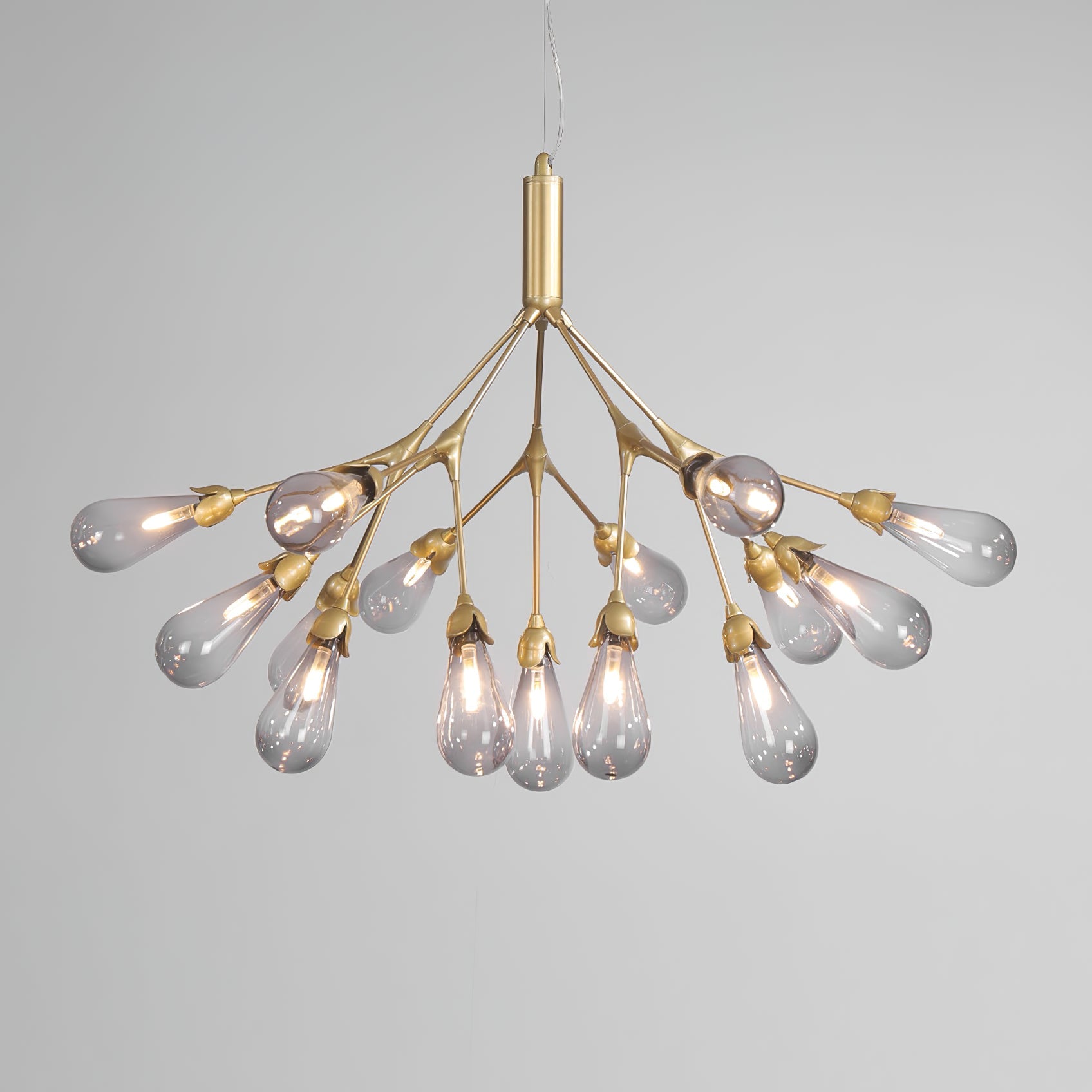 Aiwen Chandelier Branching Form With Smoke Glass Shades - Letslighting