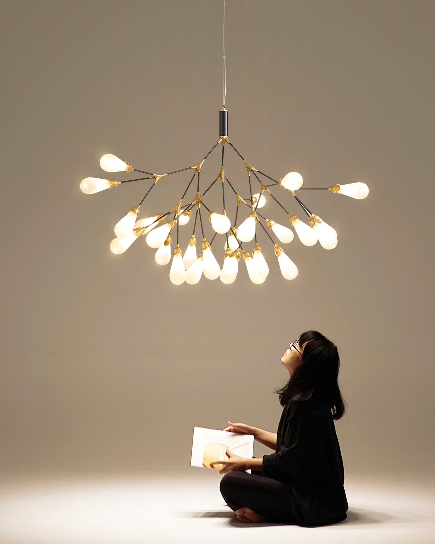 Aiwen Chandelier Branching Form With Smoke Glass Shades - Letslighting