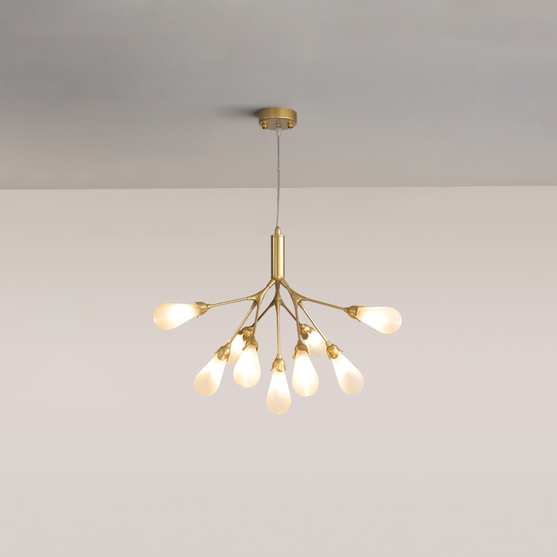Aiwen Chandelier Branching Form With Smoke Glass Shades - Letslighting