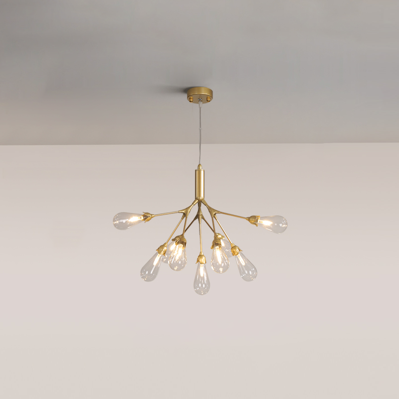 Aiwen Chandelier Branching Form With Smoke Glass Shades - Letslighting