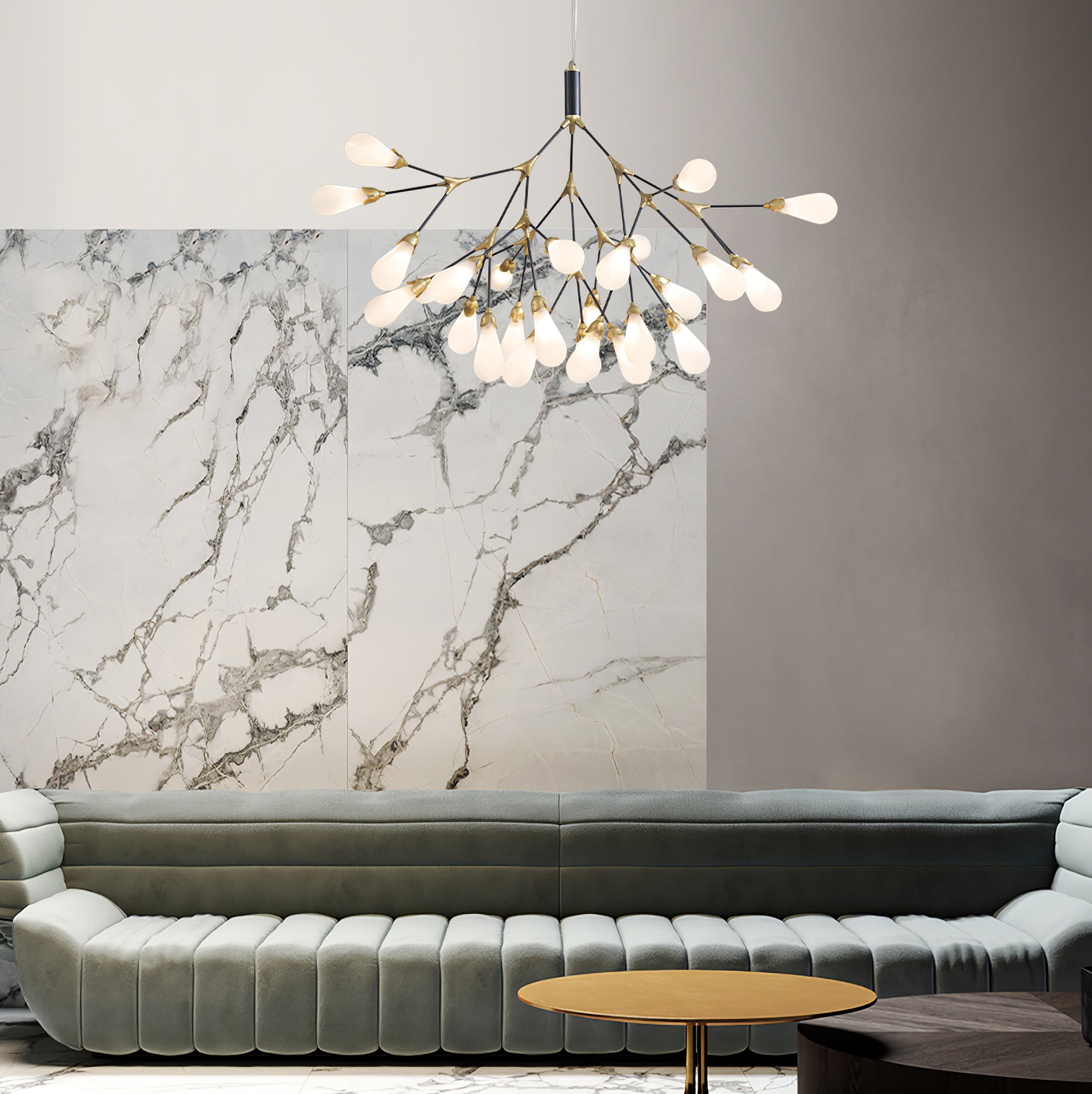 Aiwen Chandelier Branching Form With Smoke Glass Shades - Letslighting