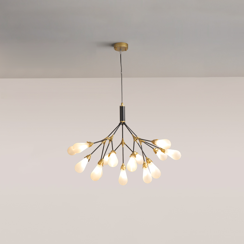 Aiwen Chandelier Branching Form With Smoke Glass Shades - Letslighting