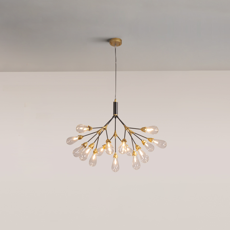 Aiwen Chandelier Branching Form With Smoke Glass Shades - Letslighting