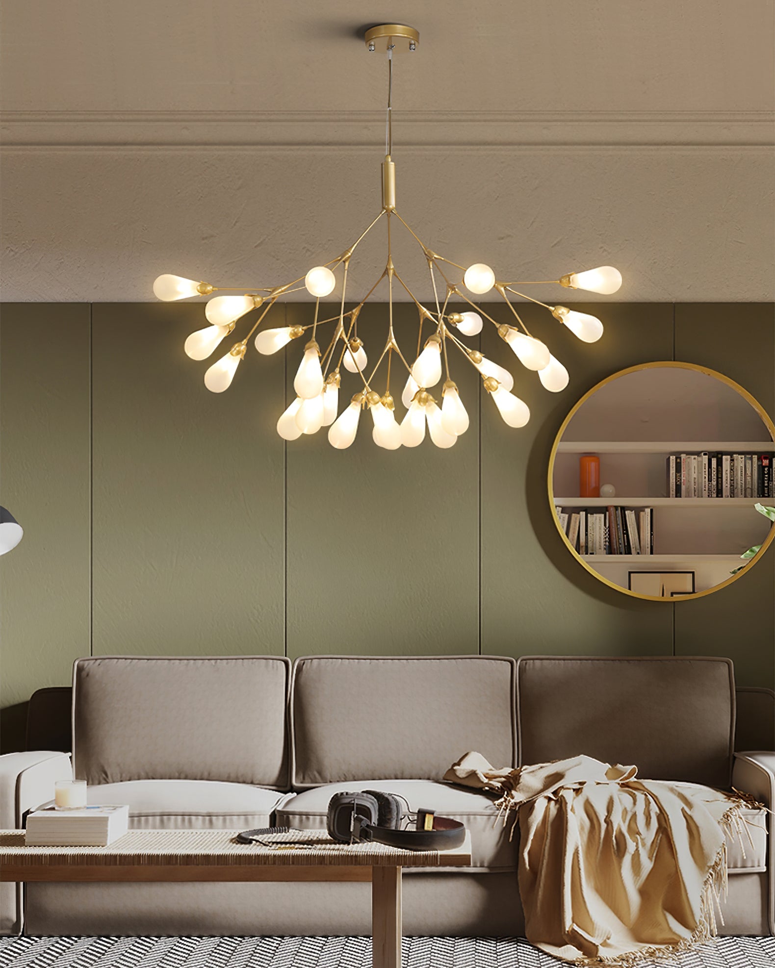 Aiwen Chandelier Branching Form With Smoke Glass Shades - Letslighting