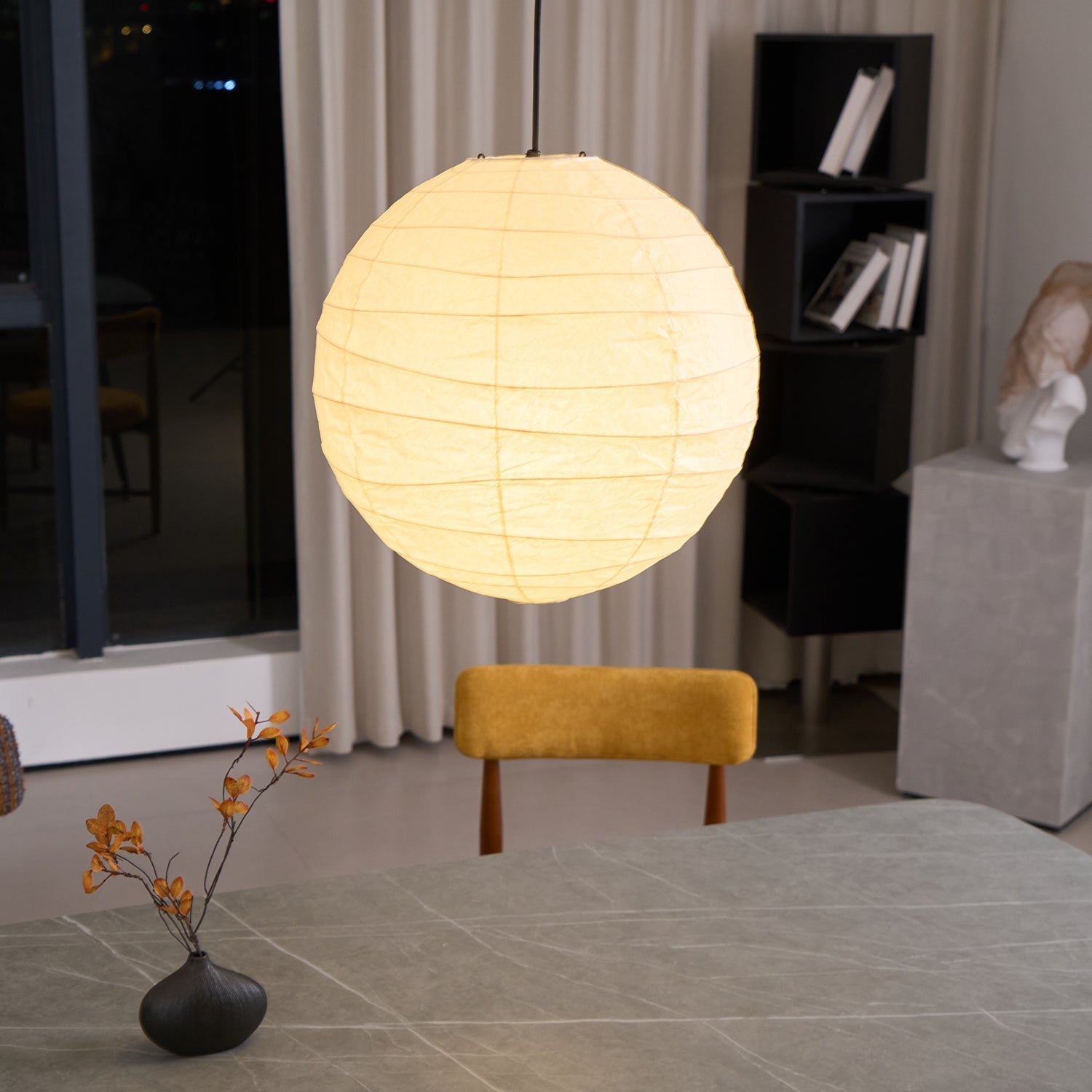 Ritta Japanese Paper Globe Pendant Light